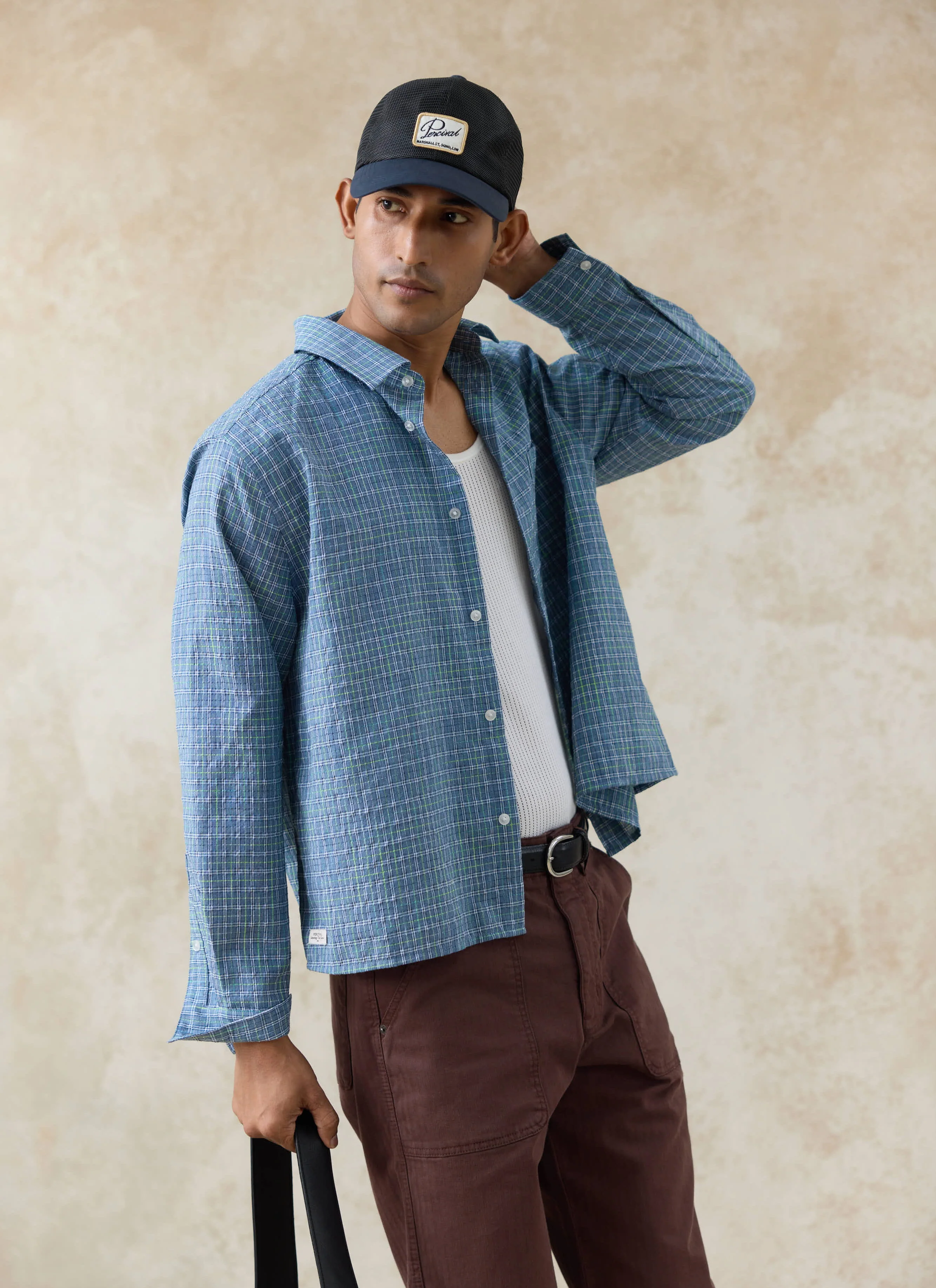 0-hinsley-checked-boxy-shirt-cotton-blue-4.webp Hinsley Checked Boxy Shirt | Cotton | Blue