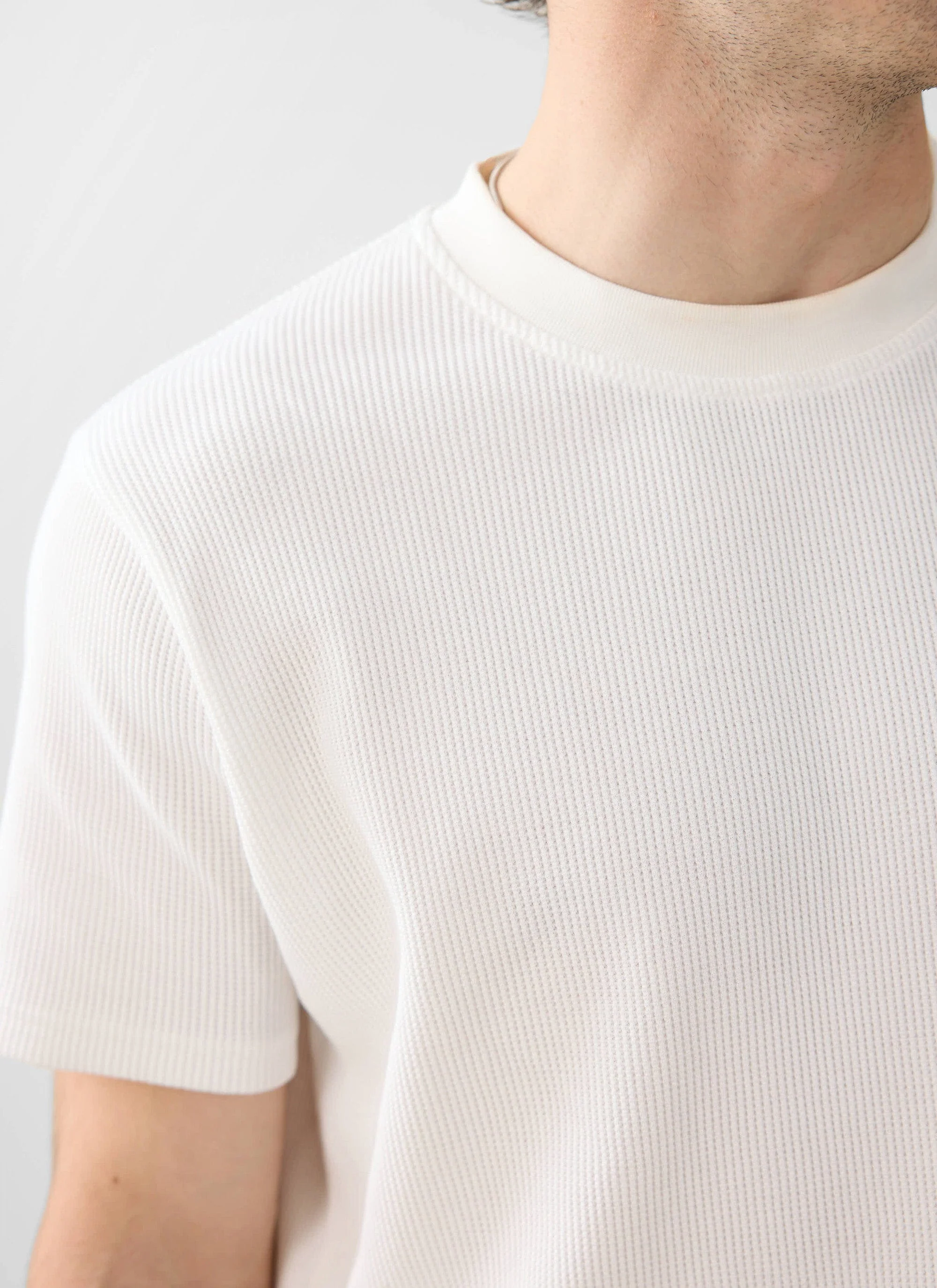 1005-waffle-short-sleeve-t-shirt-cotton-white-1.webp Waffle Short Sleeve T Shirt | Cotton | White