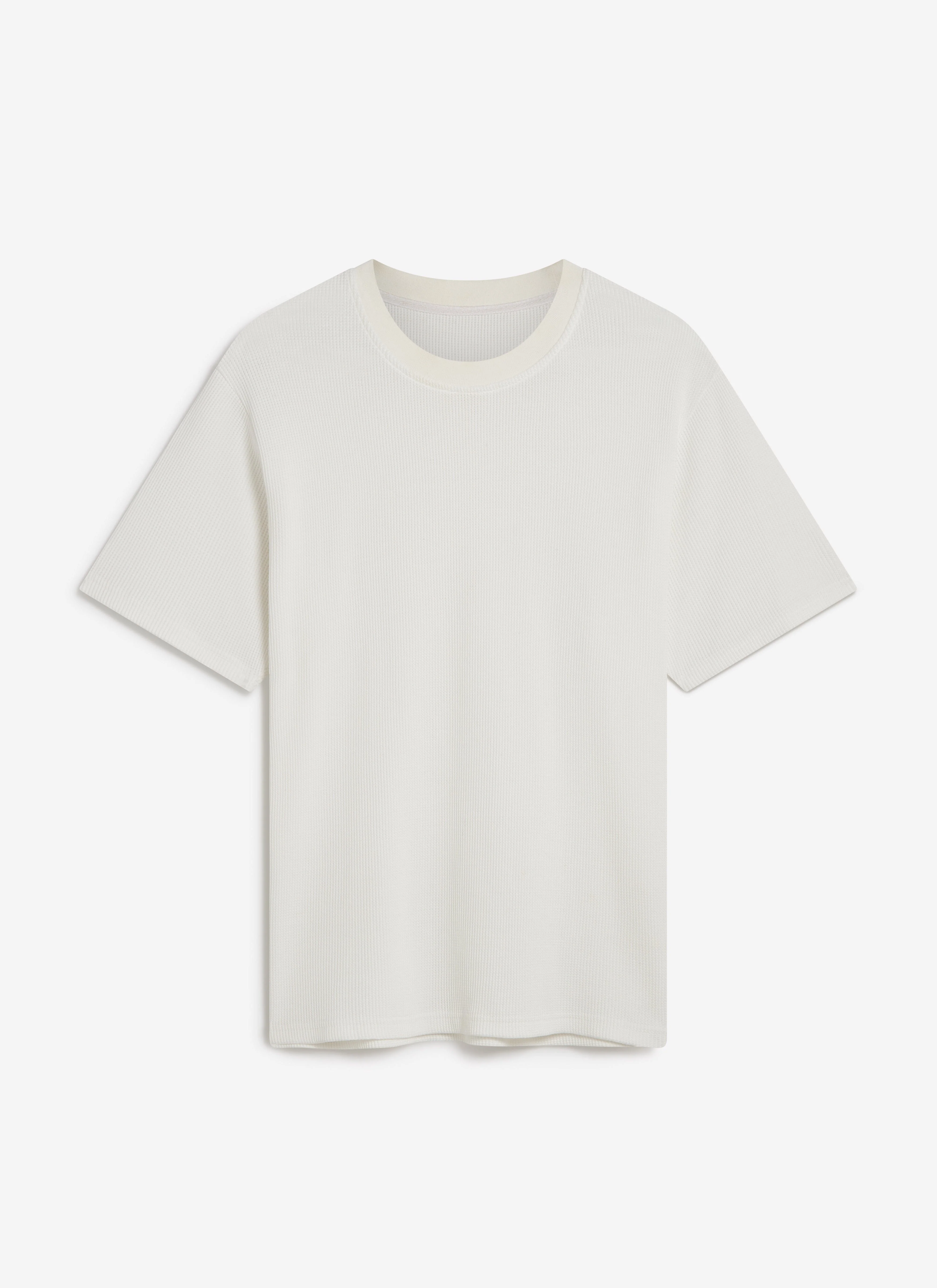 1005-waffle-short-sleeve-t-shirt-cotton-white-7.webp Waffle Short Sleeve T Shirt | Cotton | White