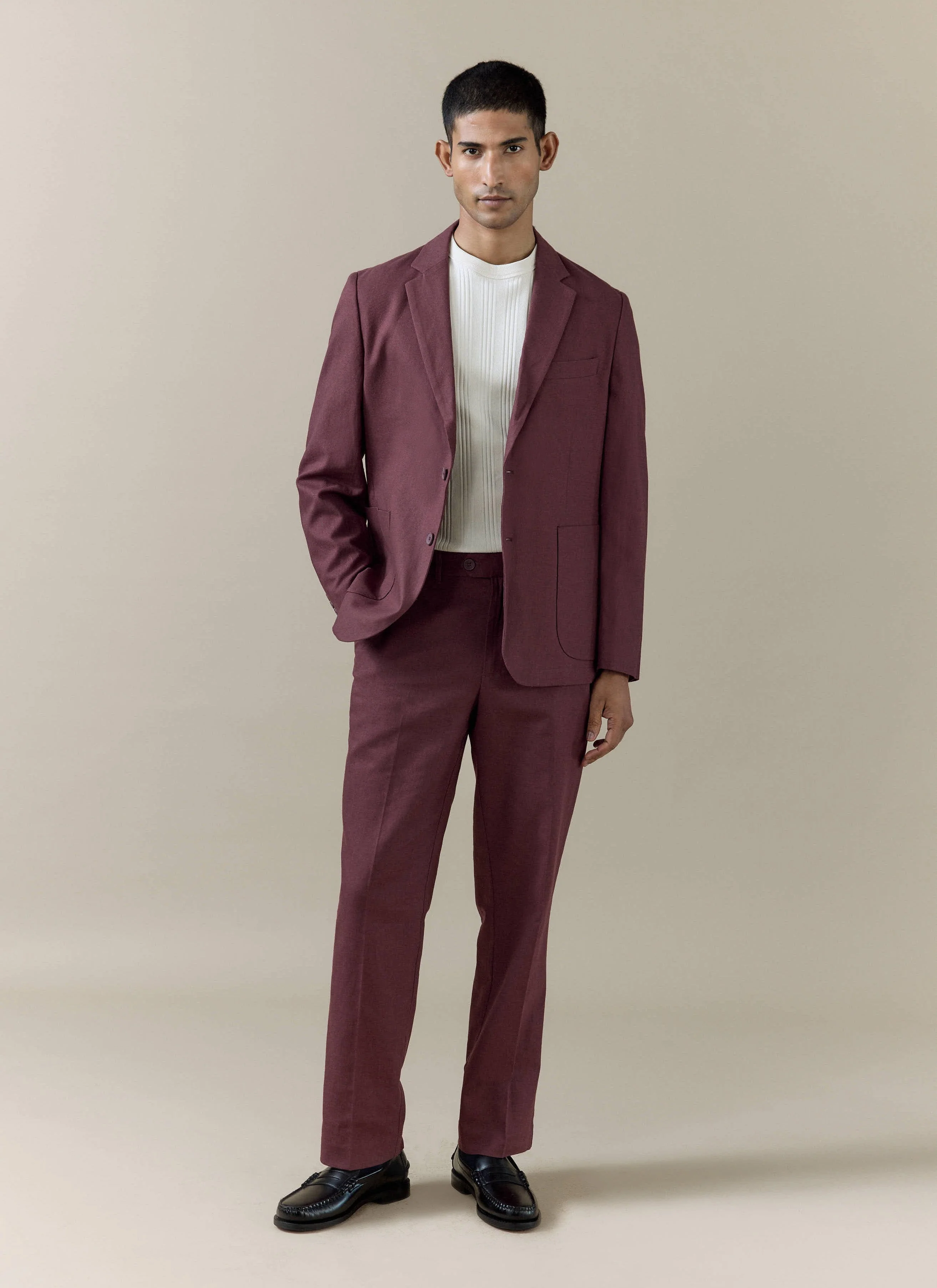 102-tailored-blazer-linen-merlot-1.webp Tailored Blazer | Linen | Merlot