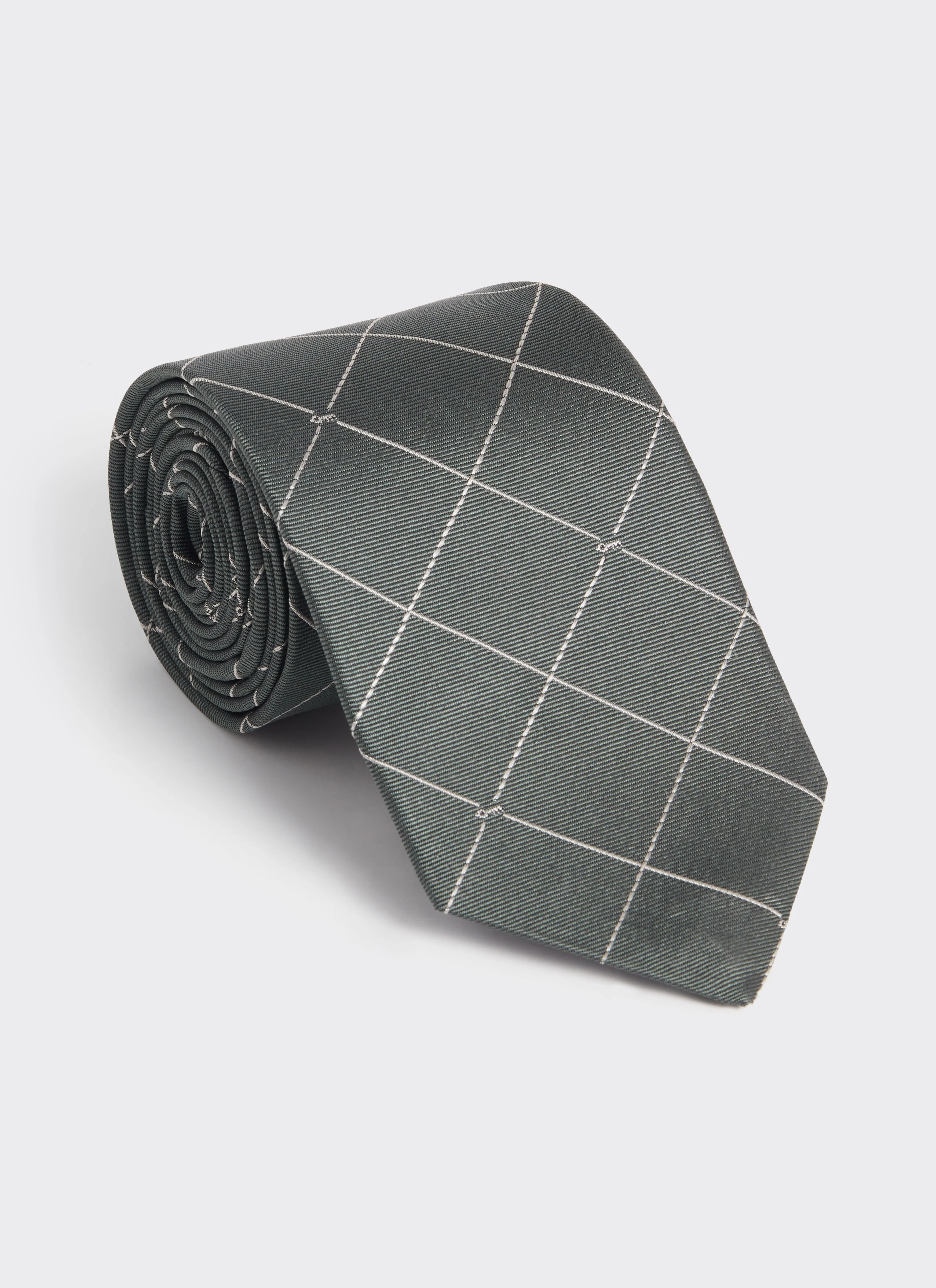1034-window-pane-key-jacquard-tie-silk-forest-2.webp Window Pane Key Jacquard Tie | Silk | Forest