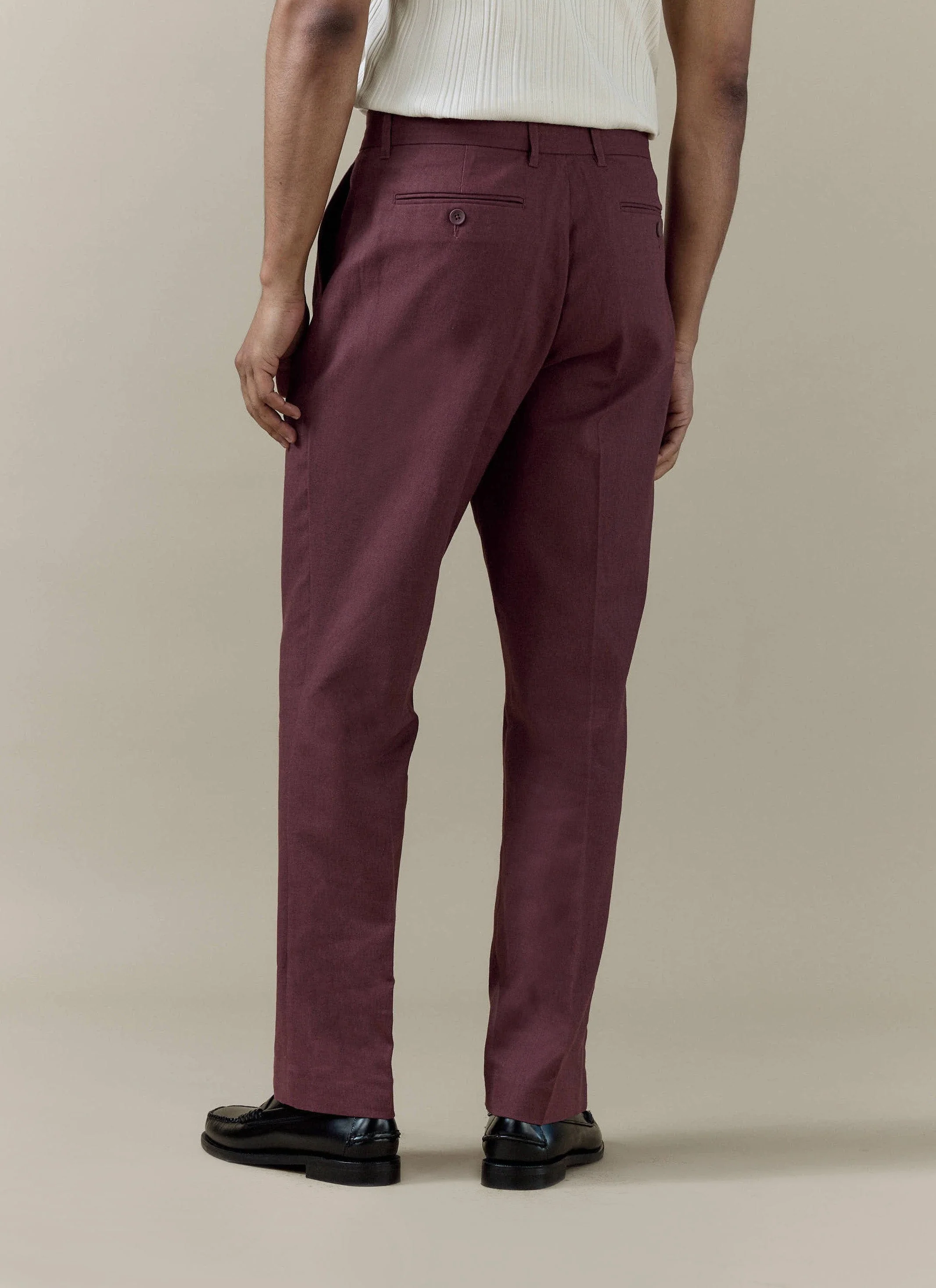 109-tailored-trousers-linen-merlot-4.webp Tailored Trousers | Linen | Merlot