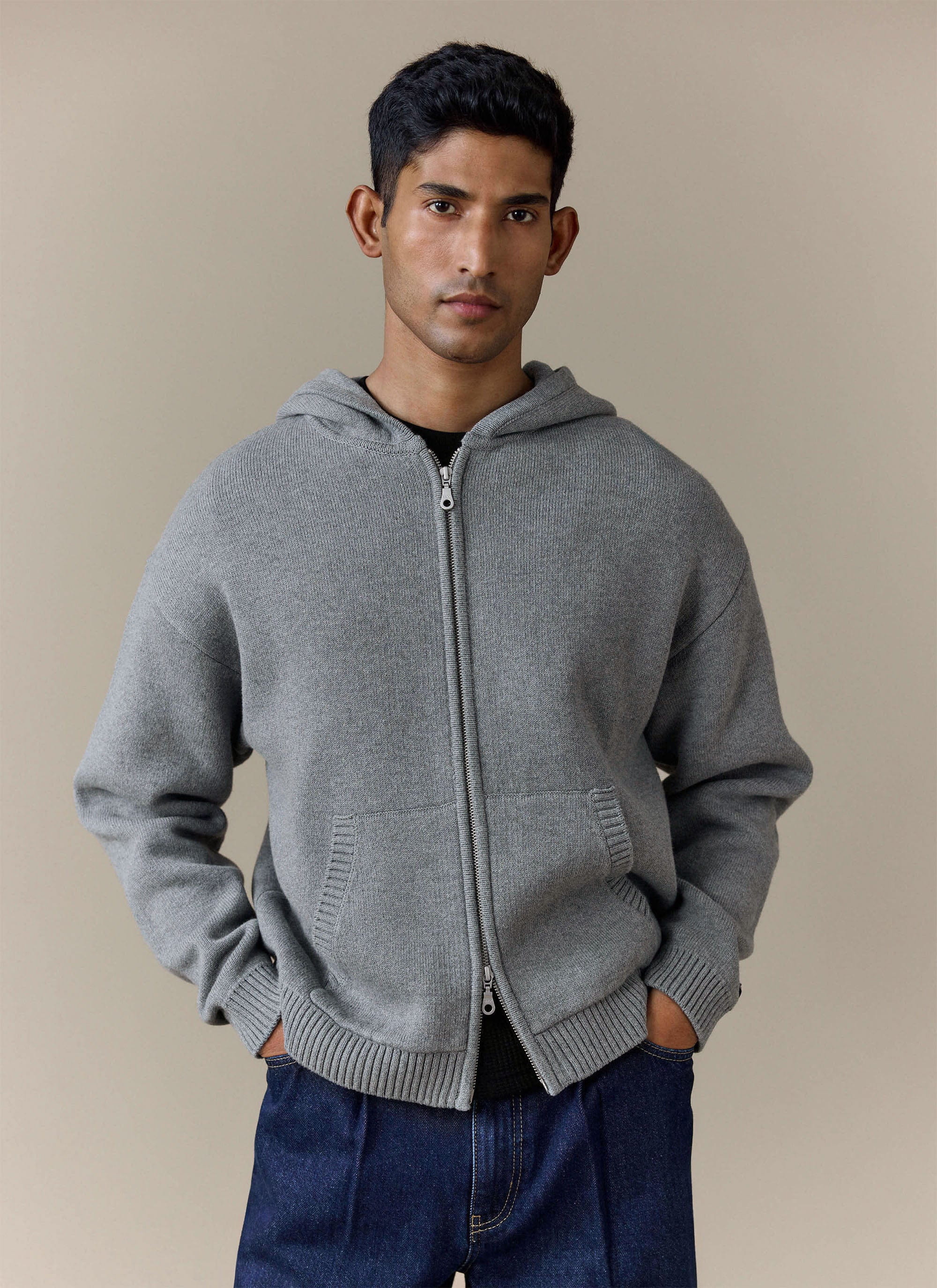 1140-chronicle-knitted-hoodie-cotton-grey-4.jpg Chronicle Knitted Hoodie | Cotton | Grey