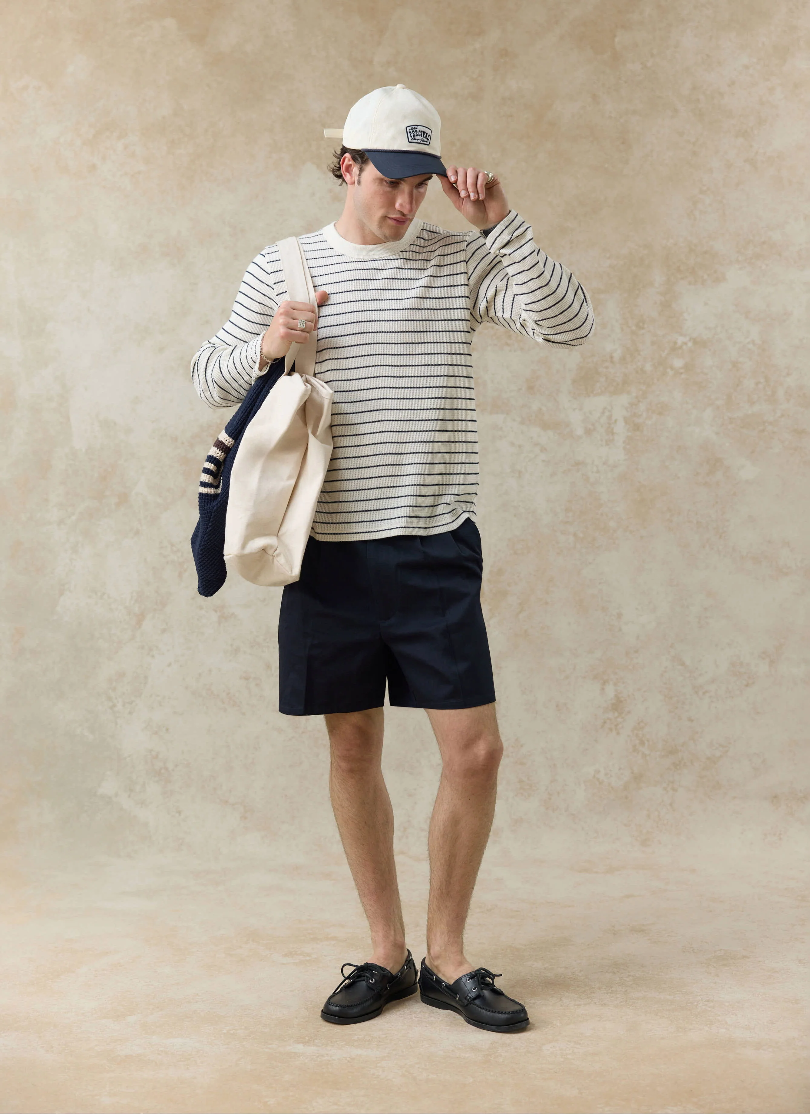 1154-ernie-waffle-long-sleeve-t-shirt-organic-cotton-cream-stripe-2.webp Ernie Waffle Long Sleeve T Shirt | Organic Cotton | Cream Stripe