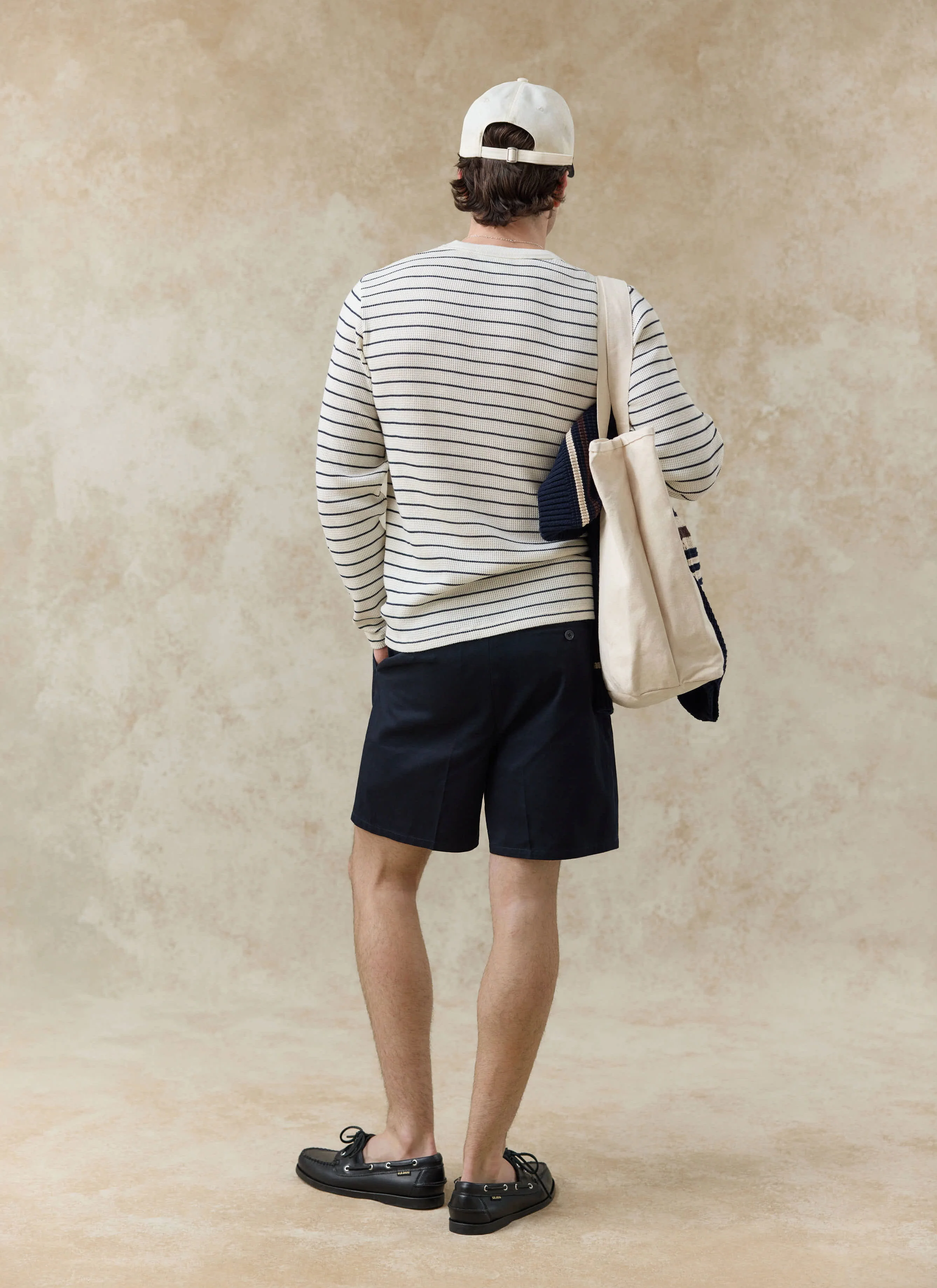 1154-ernie-waffle-long-sleeve-t-shirt-organic-cotton-cream-stripe-3.webp Ernie Waffle Long Sleeve T Shirt | Organic Cotton | Cream Stripe