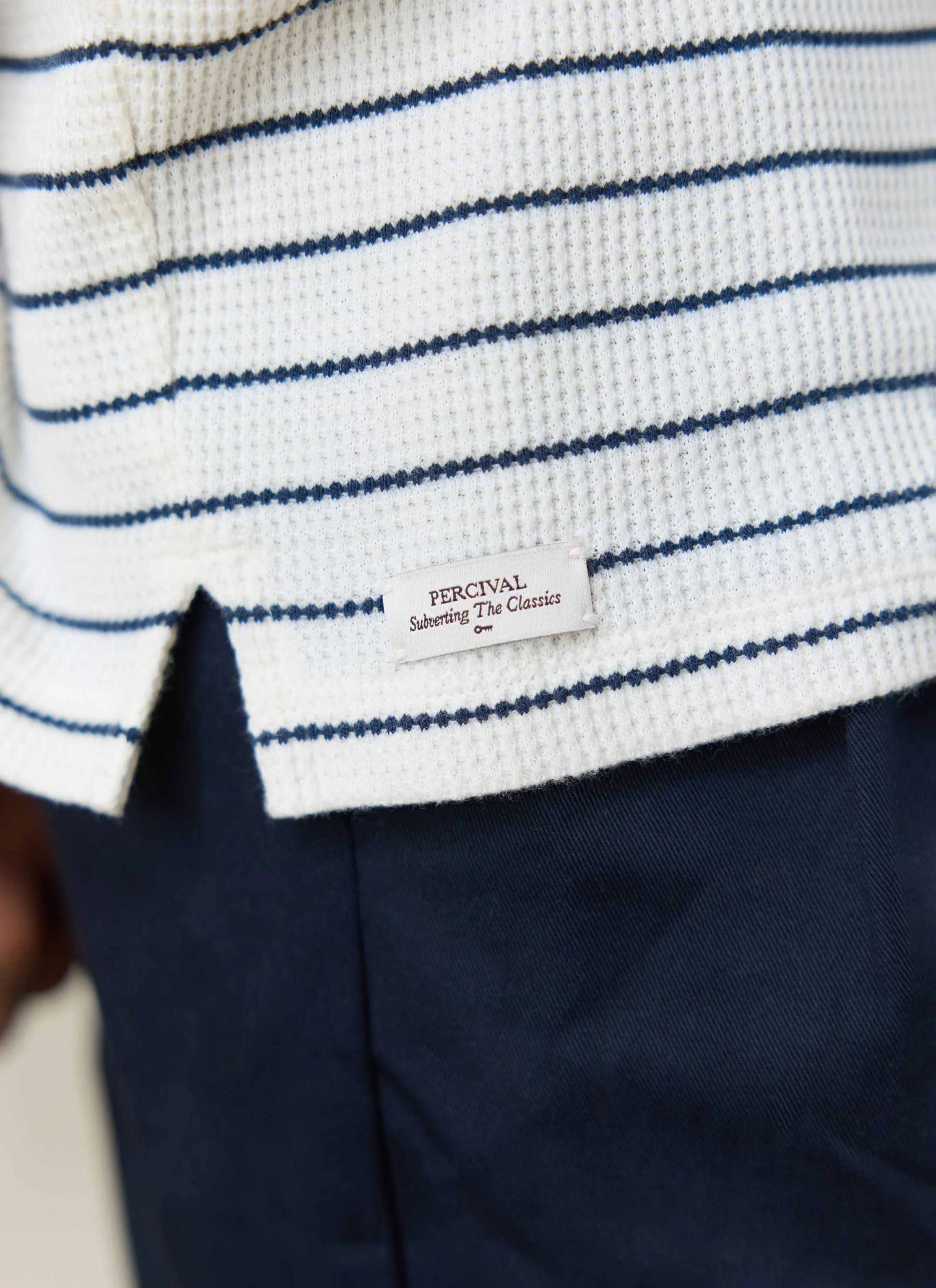 1154-ernie-waffle-long-sleeve-t-shirt-organic-cotton-cream-stripe-5.webp Ernie Waffle Long Sleeve T Shirt | Organic Cotton | Cream Stripe