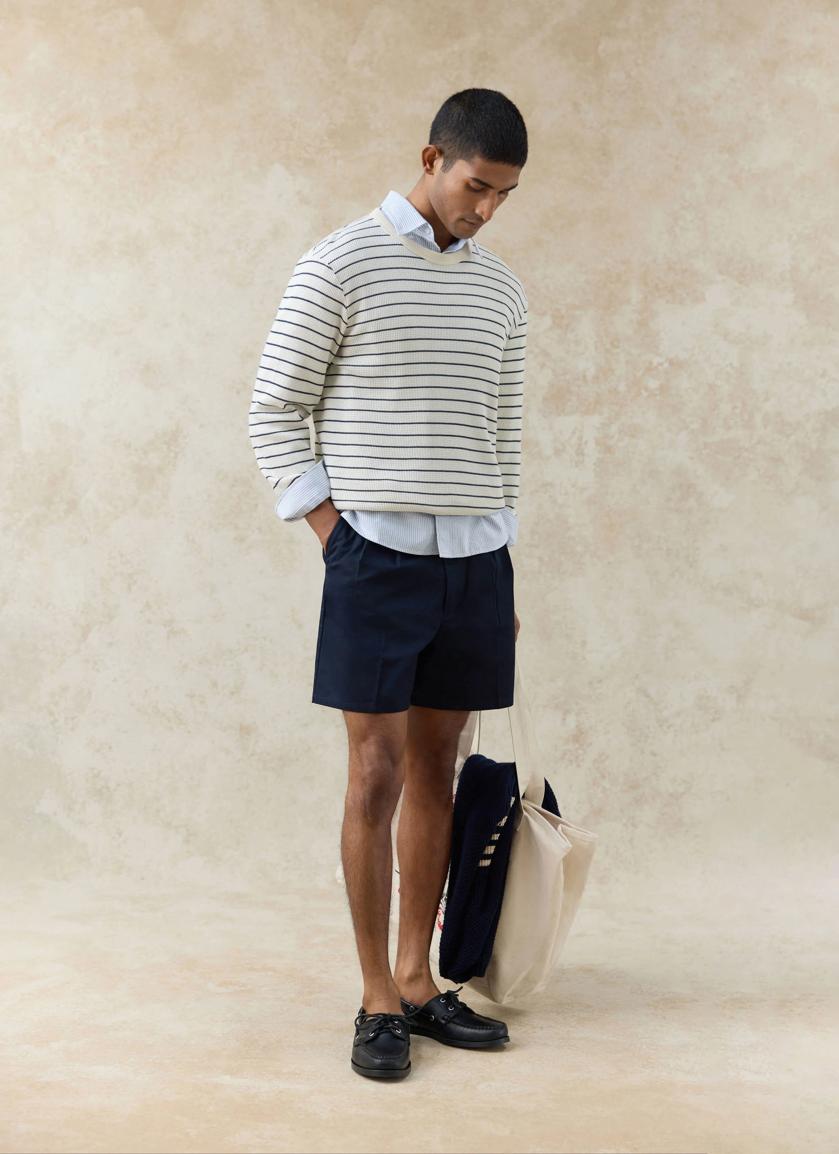 1154-ernie-waffle-long-sleeve-t-shirt-organic-cotton-cream-stripe-6.webp Ernie Waffle Long Sleeve T Shirt | Organic Cotton | Cream Stripe
