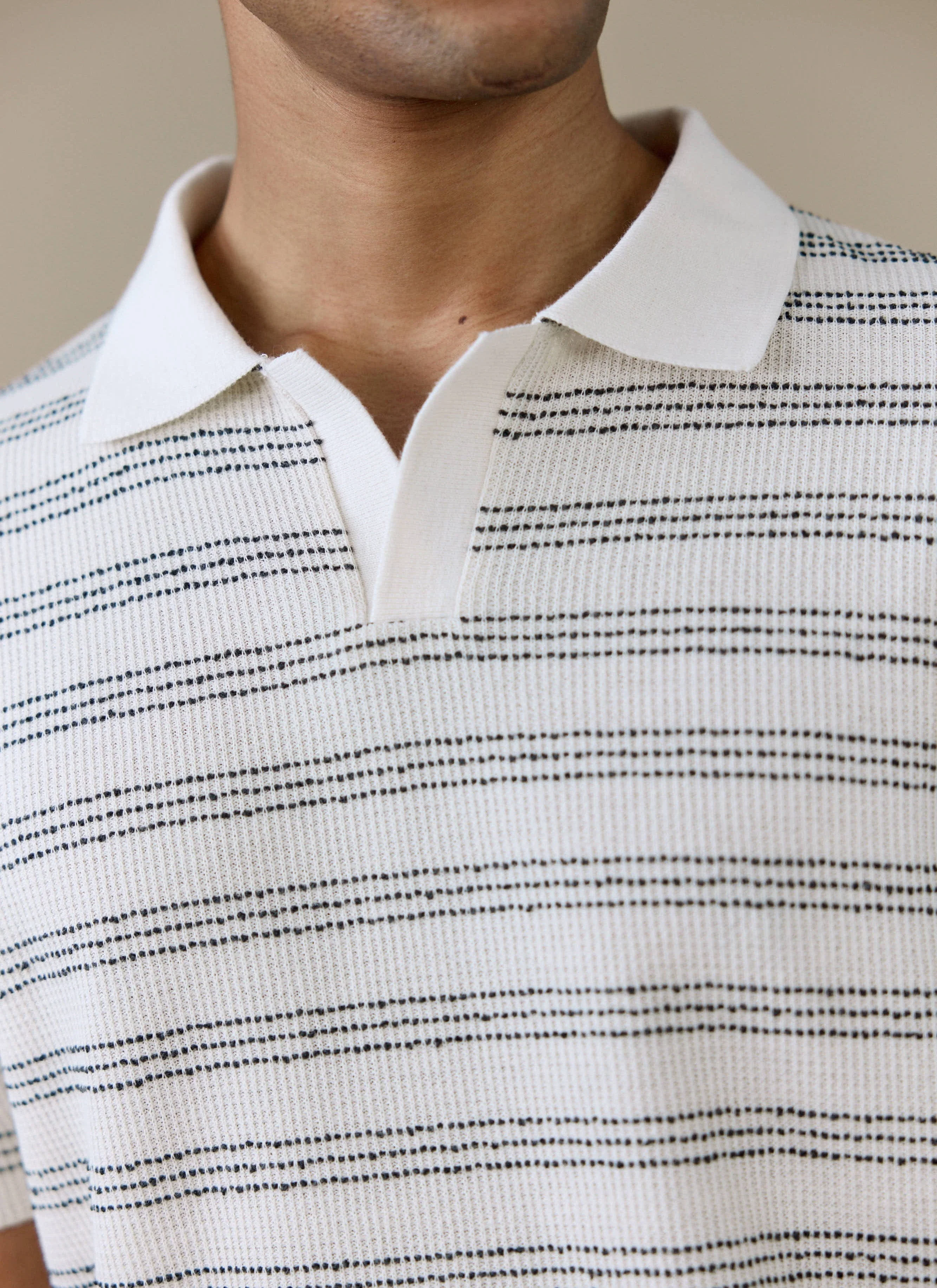 Laurent Open Collar Polo | Cotton | Cream