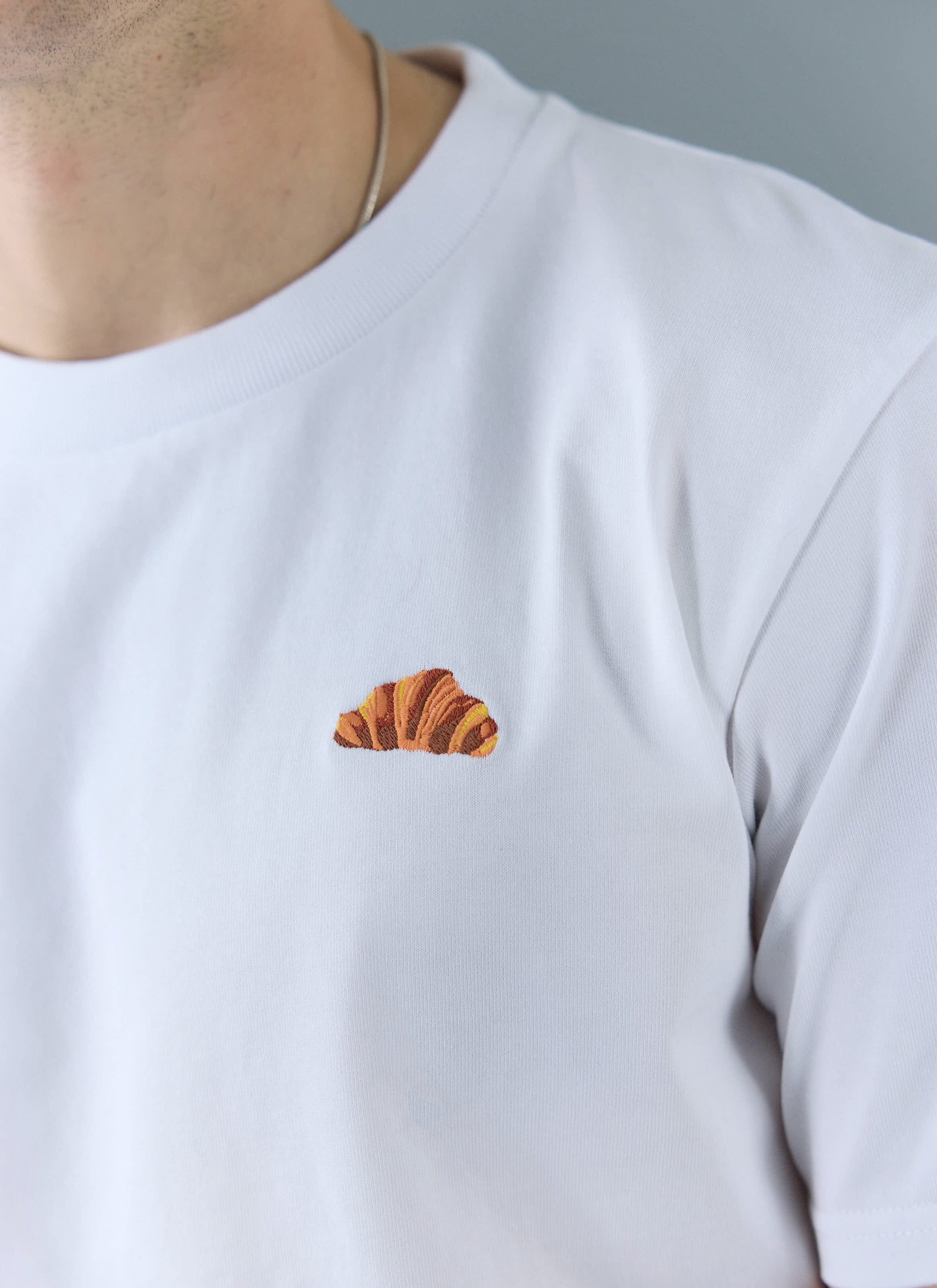Croissant T Shirt | Embroidered Organic Cotton | White