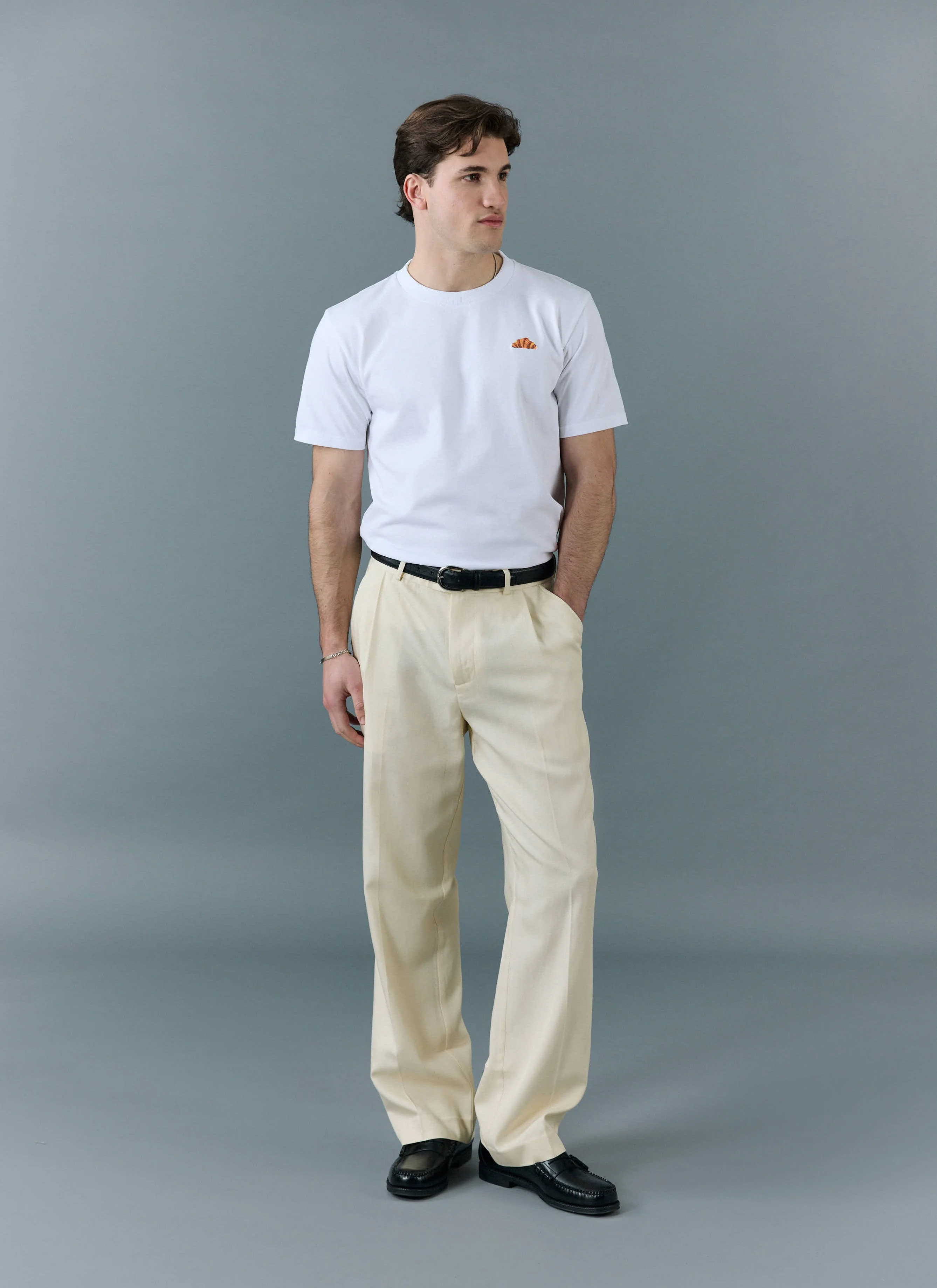 Croissant T Shirt | Embroidered Organic Cotton | White