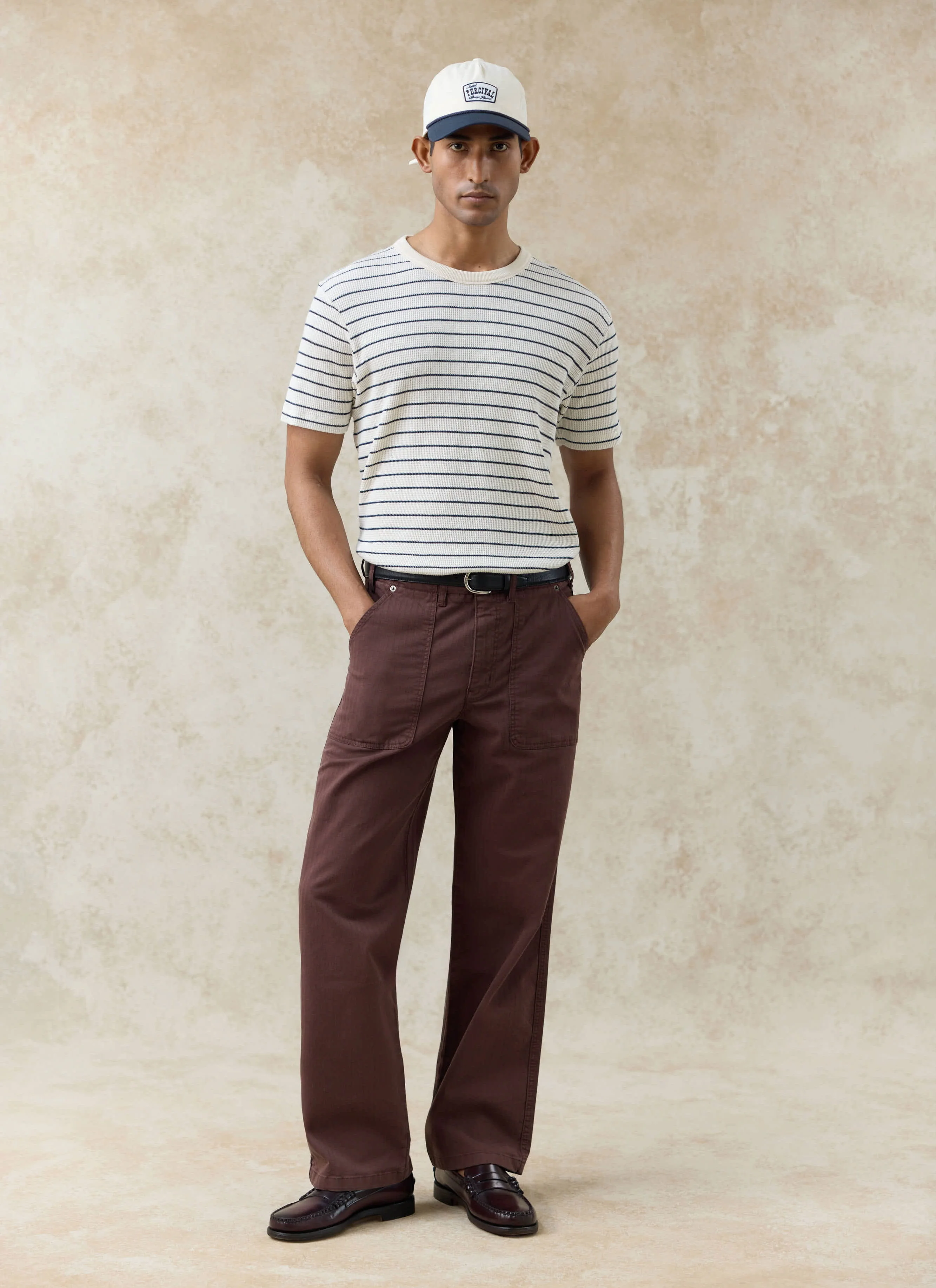 Ernie Waffle T Shirt | Organic Cotton | Cream Stripe