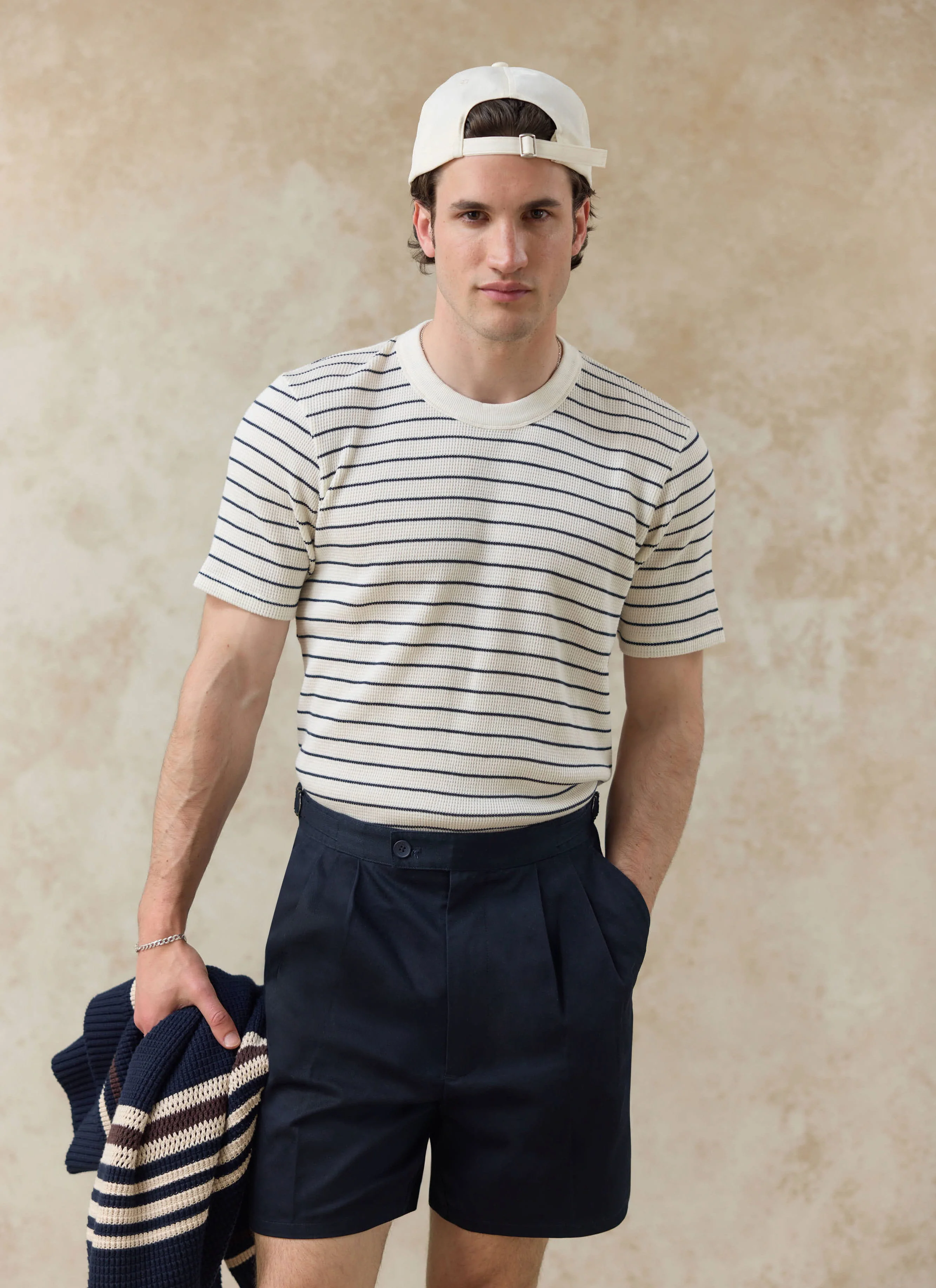 Ernie Waffle T Shirt | Organic Cotton | Cream Stripe