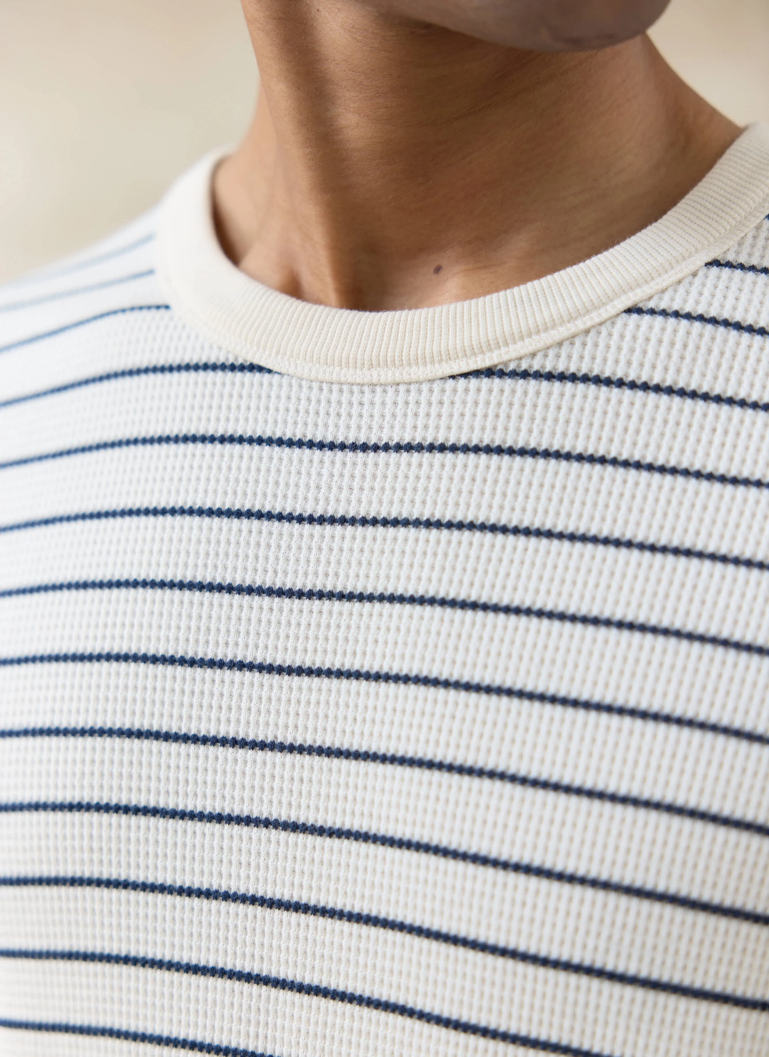 Ernie Waffle T Shirt | Organic Cotton | Cream Stripe