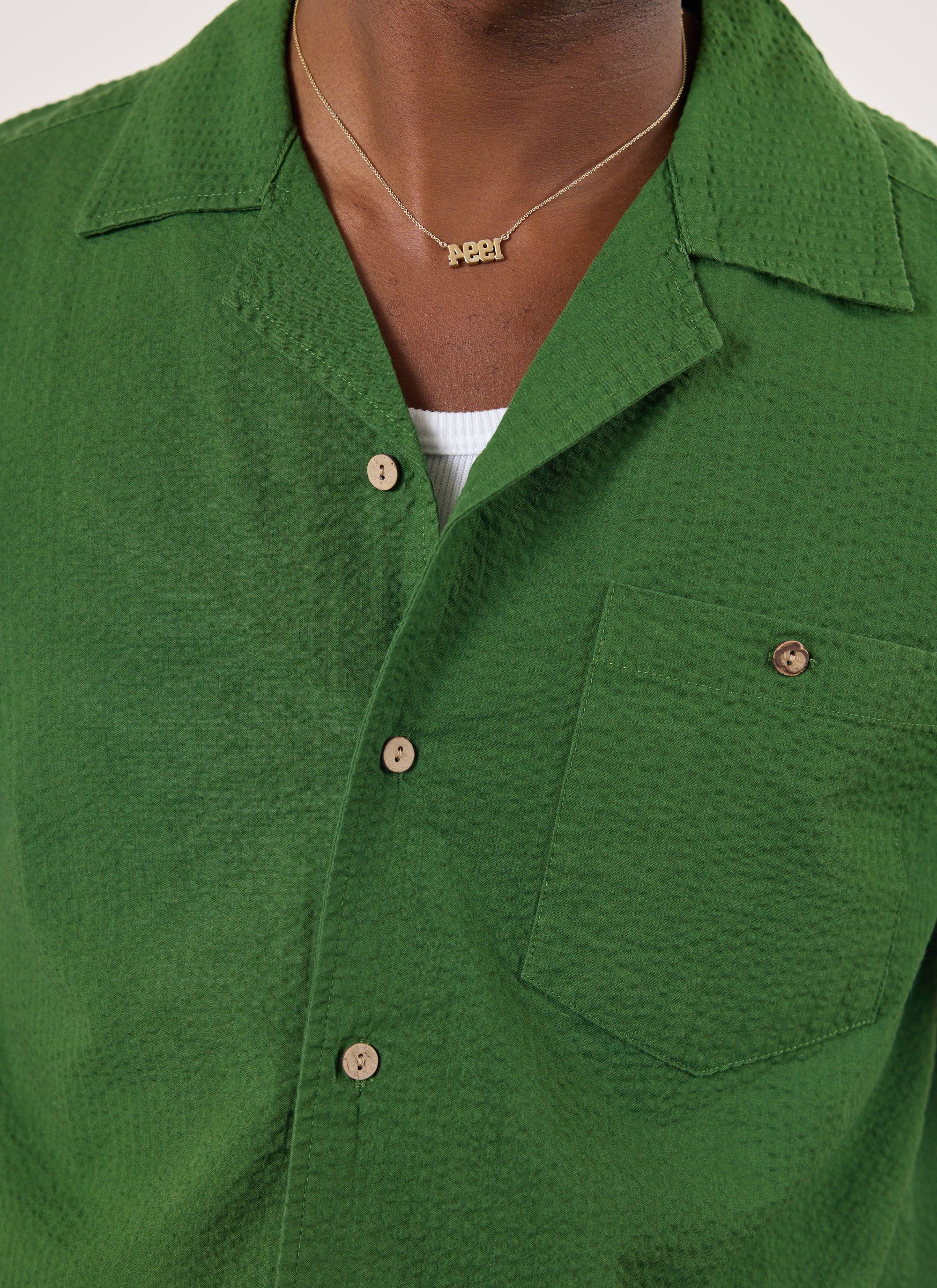 1266-cuban-shirt-seersucker-forest-2.jpg Cuban Shirt | Seersucker | Forest
