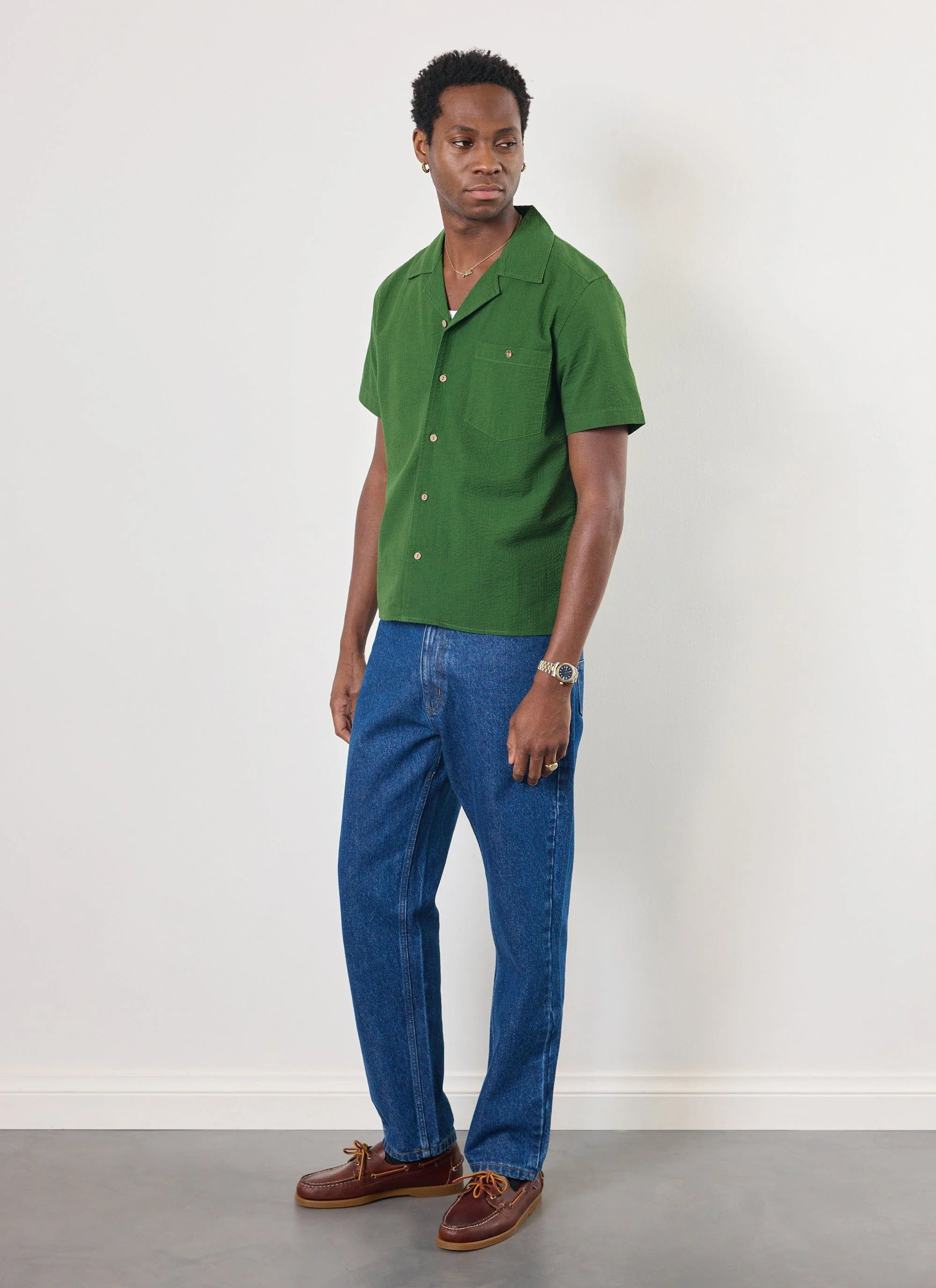 1266-cuban-shirt-seersucker-forest-5.webp Cuban Shirt | Seersucker | Forest