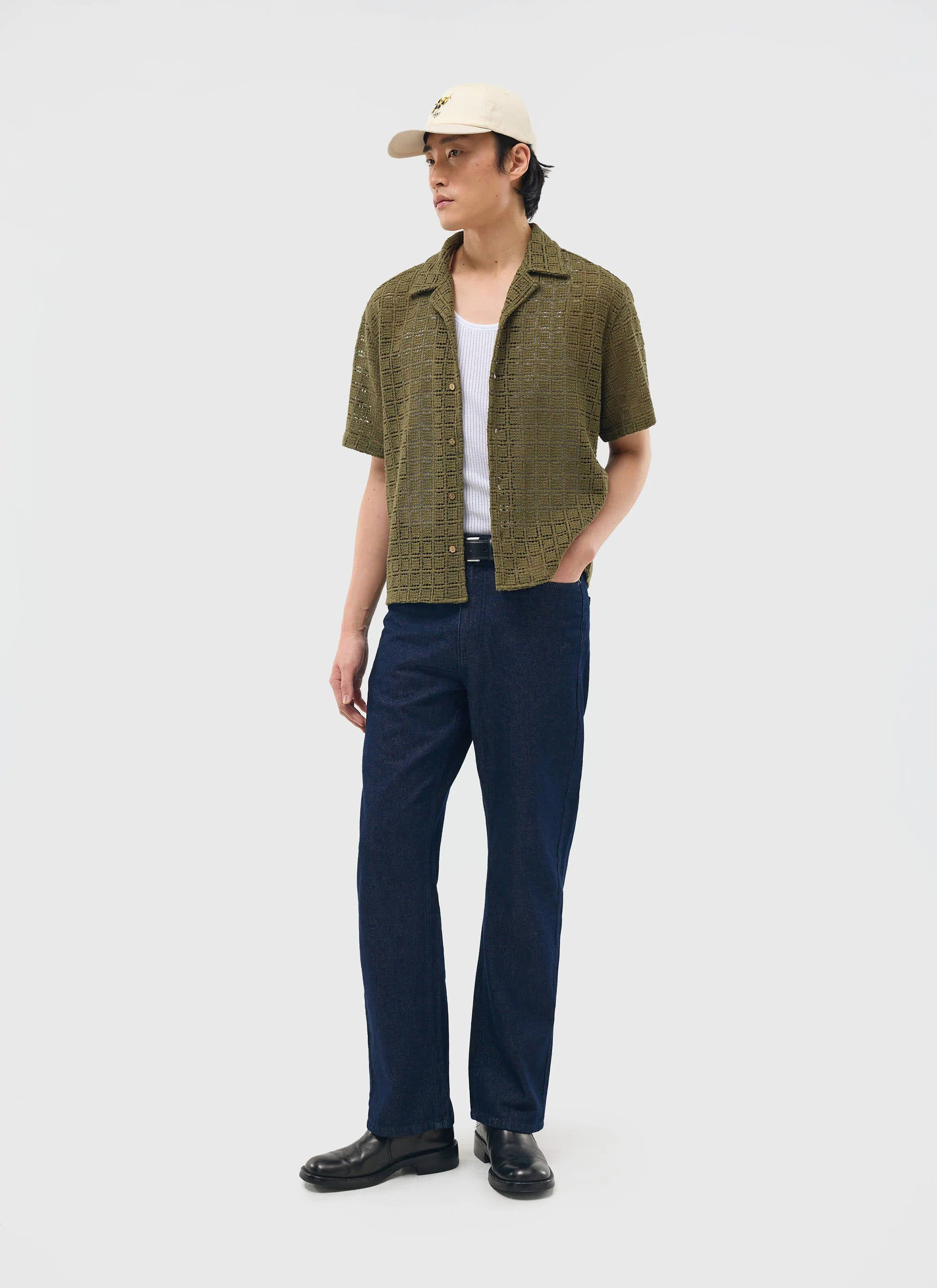 1400-palermo-crochet-cuban-shirt-cotton-olive-green-2.webp Palermo Crochet Cuban Shirt | Cotton | Olive Green