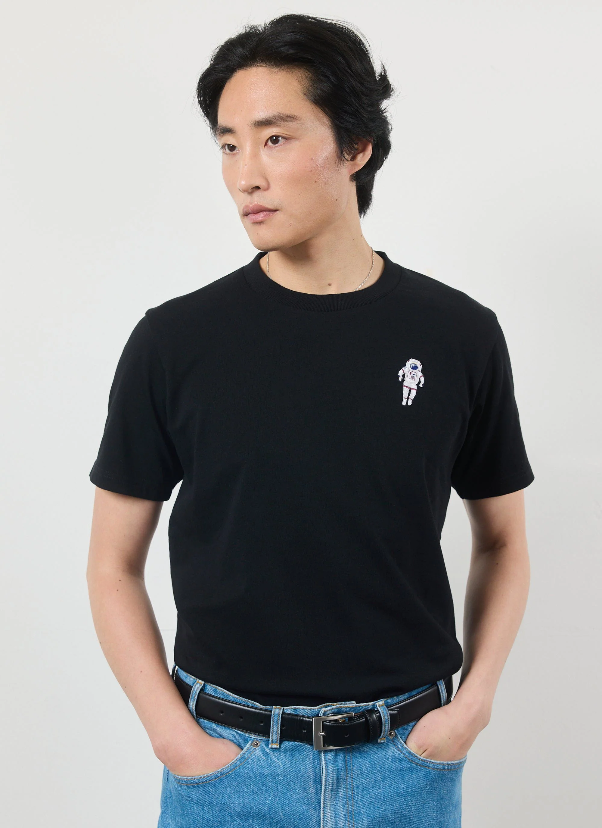 Spaceman T Shirt | Embroidered Organic Cotton | Black
