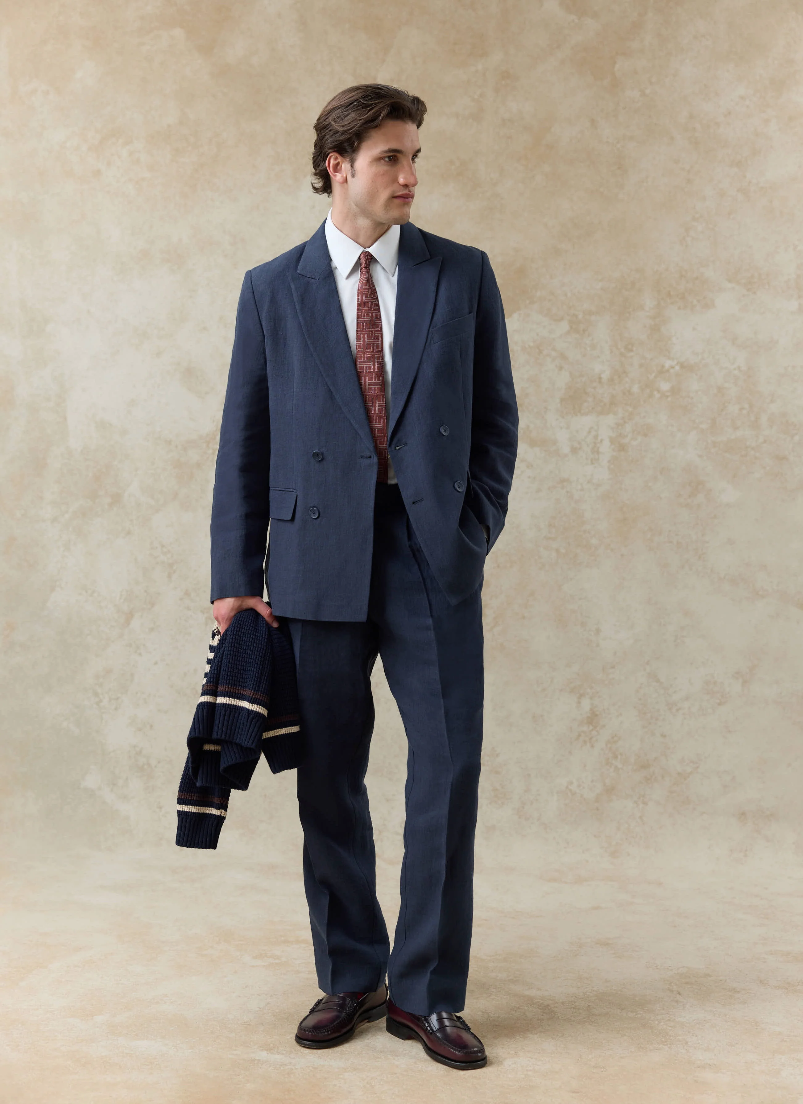1442-clifton-double-breasted-blazer-linen-navy-2.webp Clifton Double Breasted Blazer | Linen | Navy