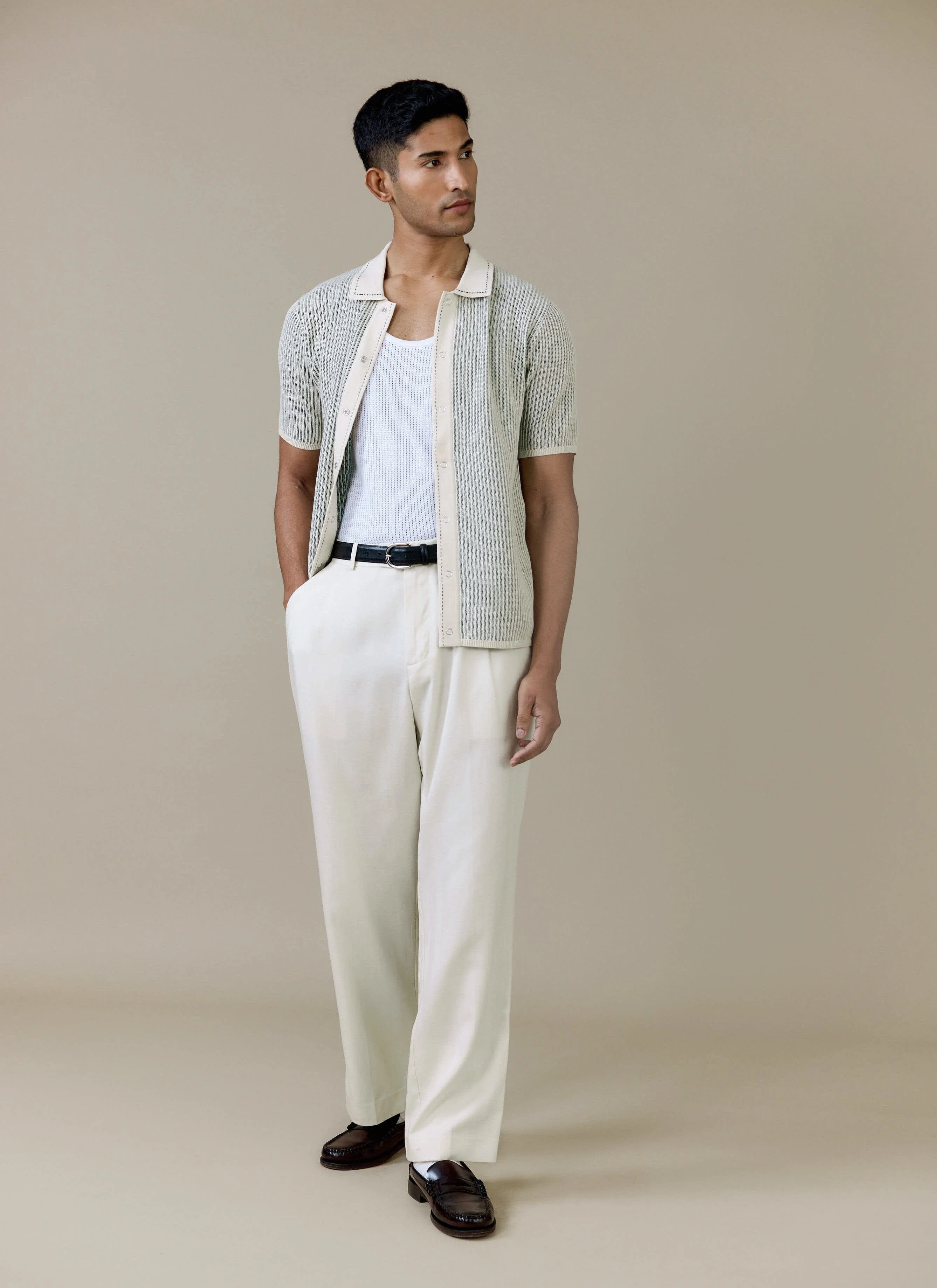 Dixon Knitted Shirt | Cotton | Cream