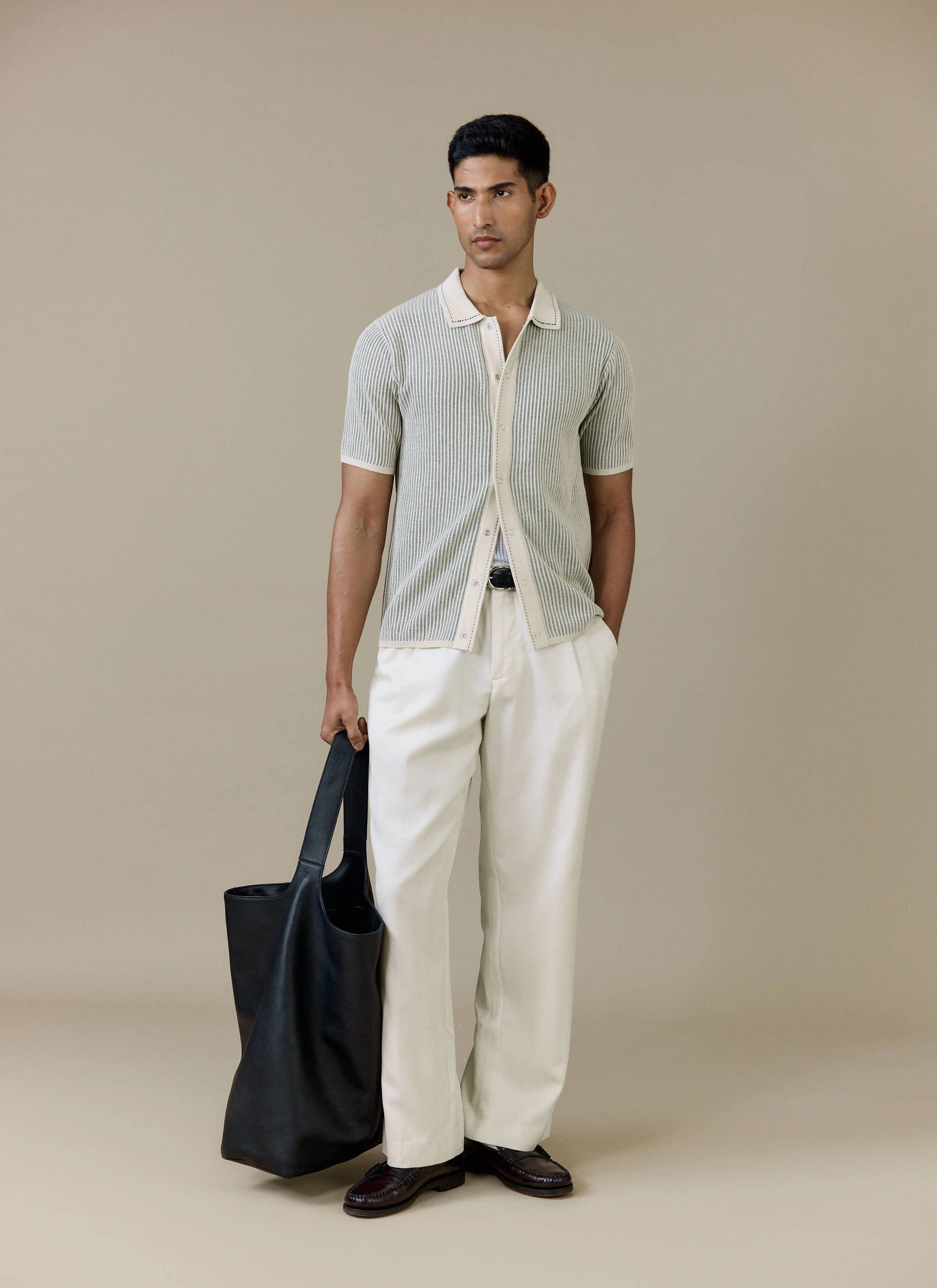 Dixon Knitted Shirt | Cotton | Cream