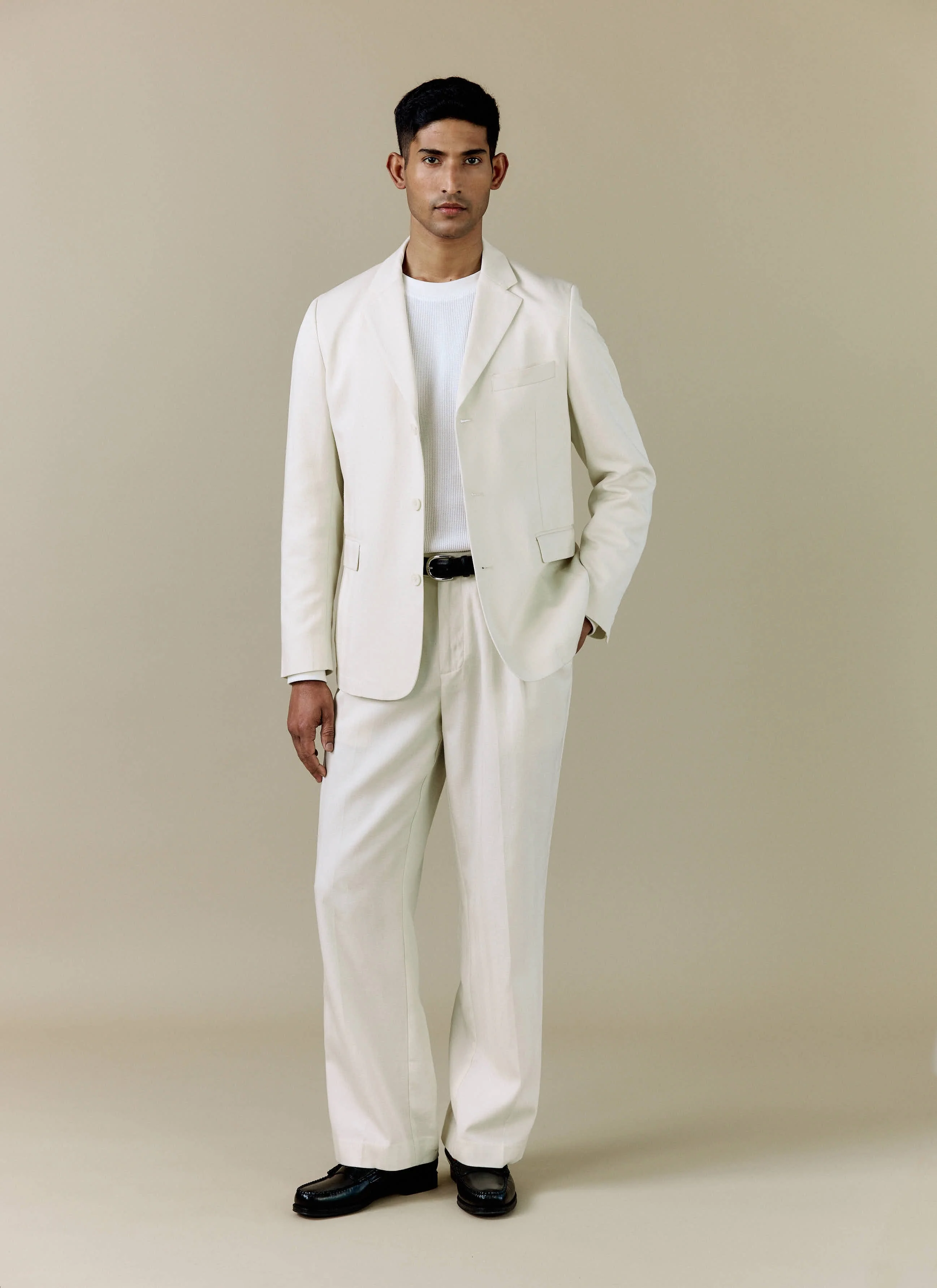 Tailored 3 Button Blazer | Lyocell | Cream