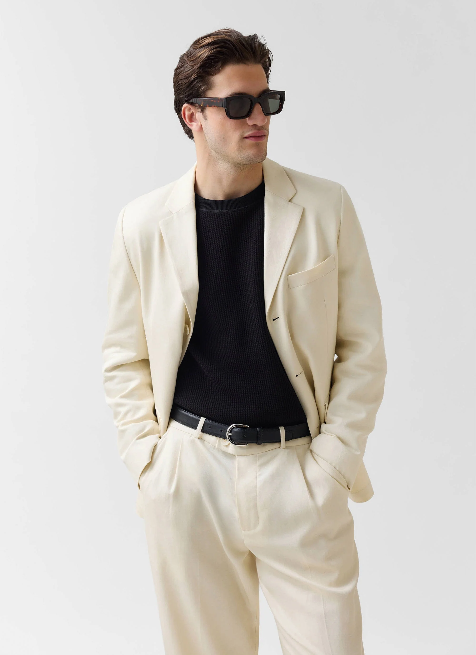 1491-tailored-3-button-blazer-lyocell-cream-6.webp Tailored 3 Button Blazer | Lyocell | Cream