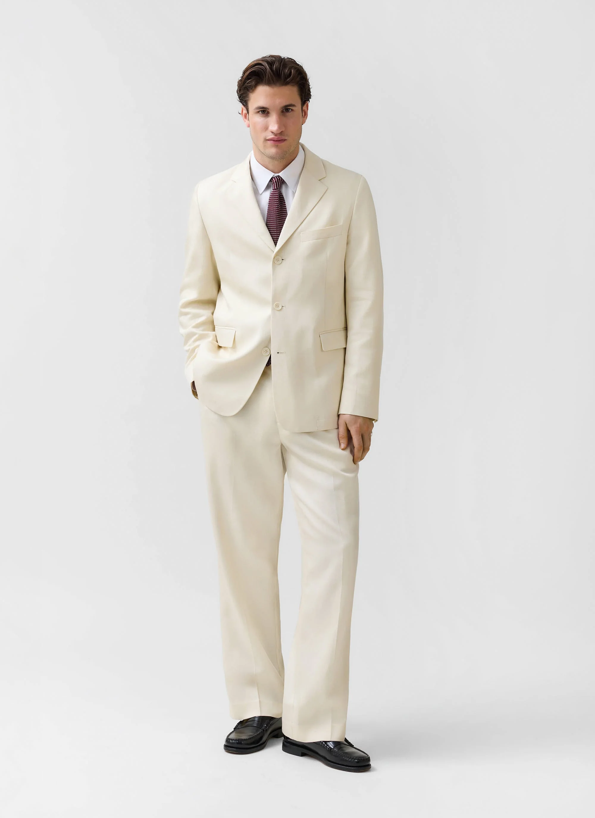 Tailored 3 Button Blazer | Lyocell | Cream