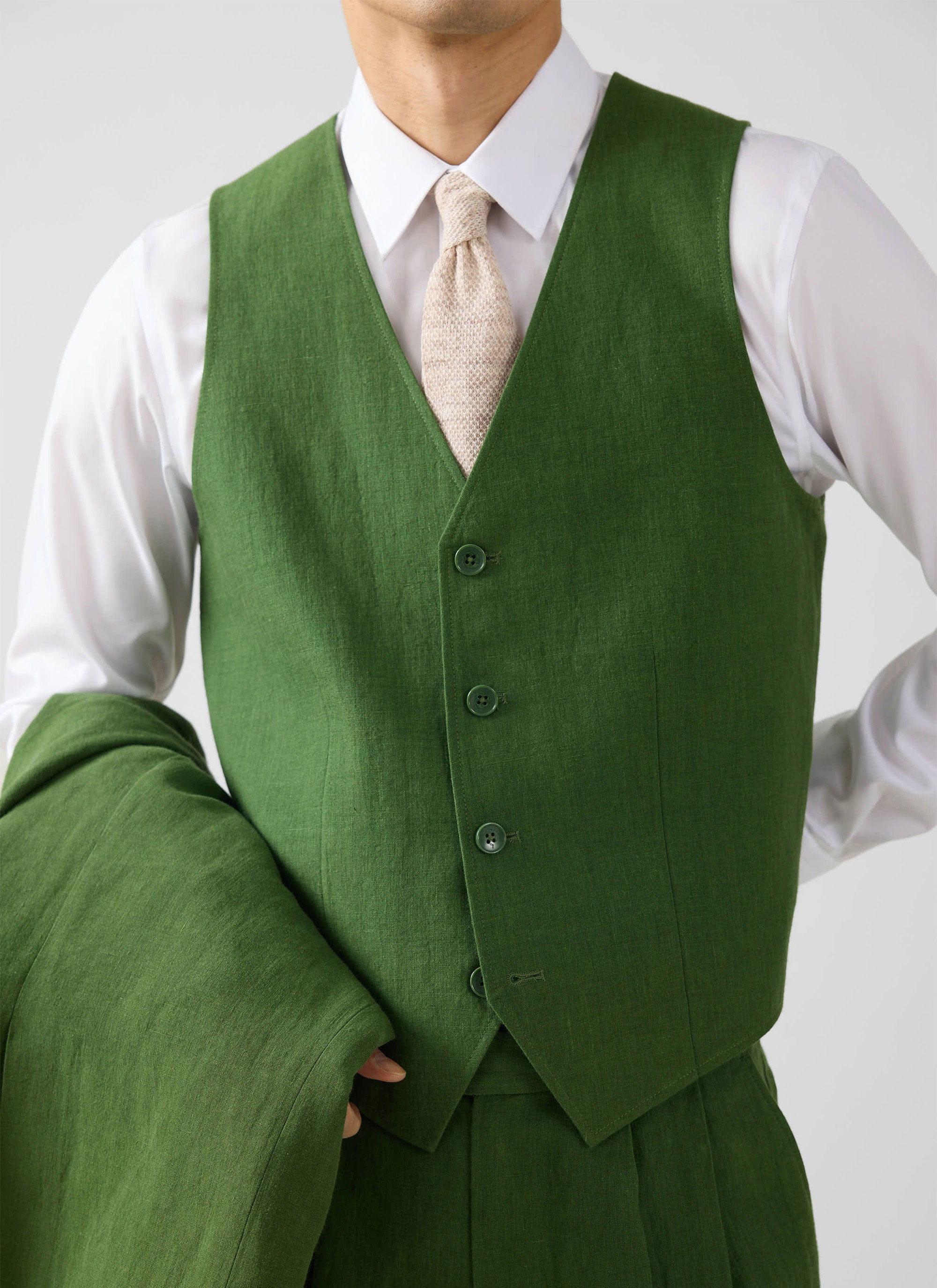 1558-waistcoat-linen-forest-1.jpg Waistcoat | Linen | Forest