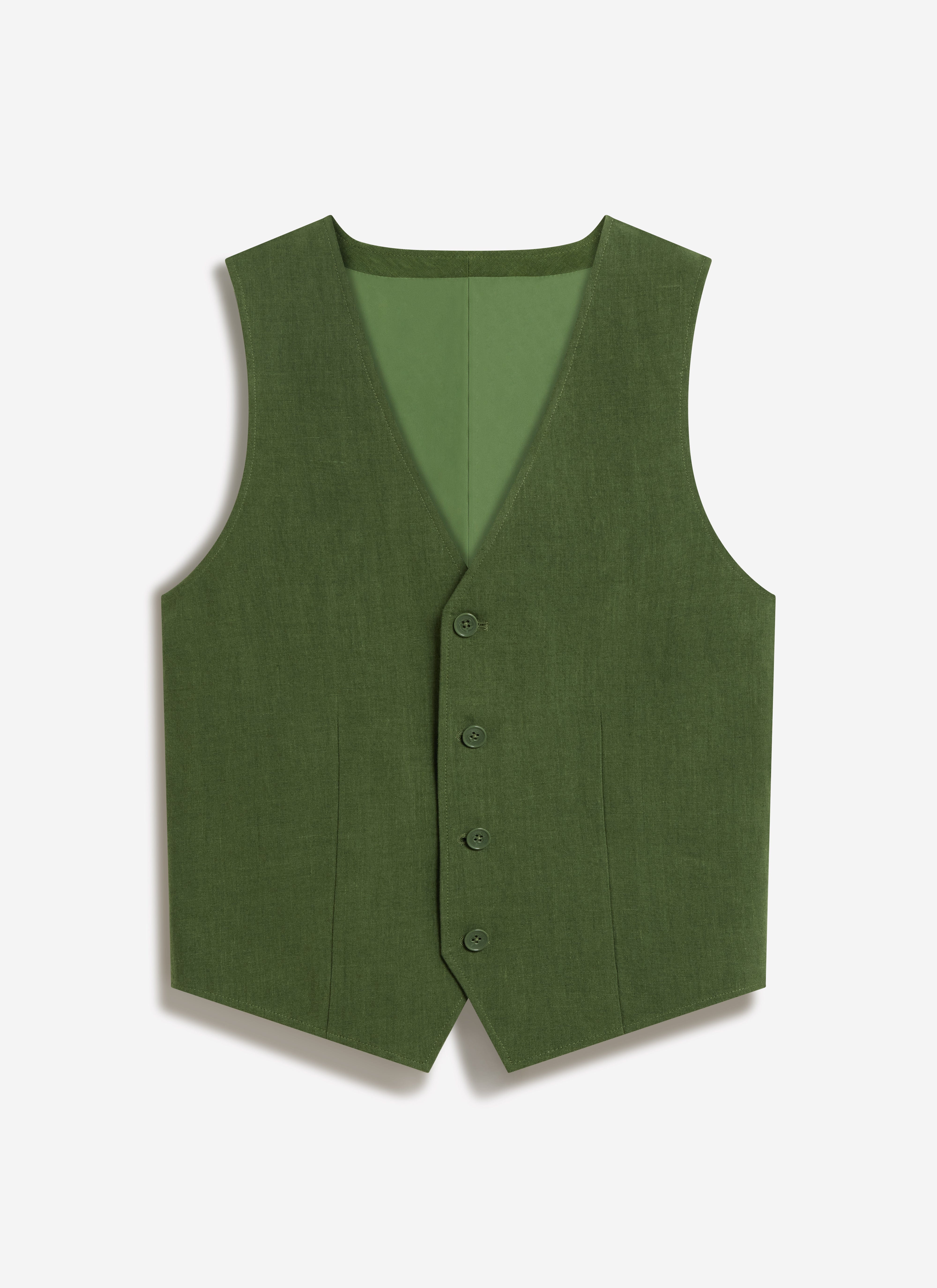 1558-waistcoat-linen-forest-5.jpg Waistcoat | Linen | Forest