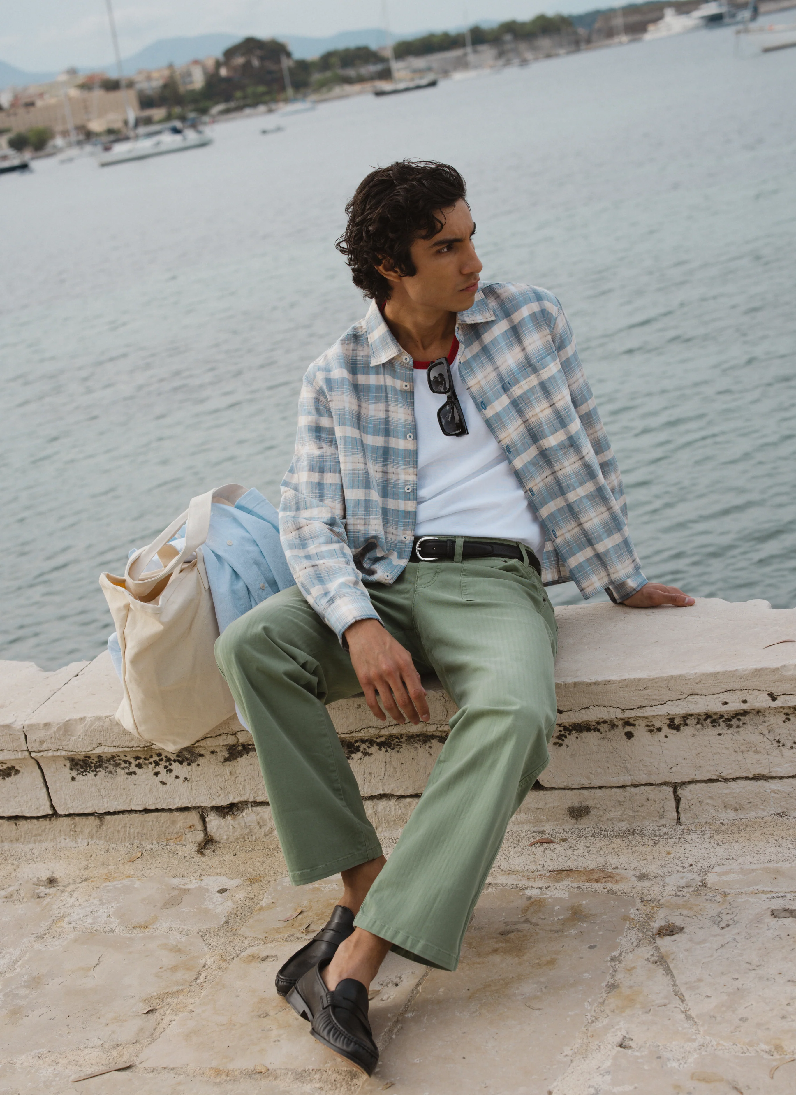 1615-jesse-cropped-shirt-linen-cotton-blend-blue-check-1.webp Jesse Cropped Shirt | Linen Cotton Blend | Blue Check