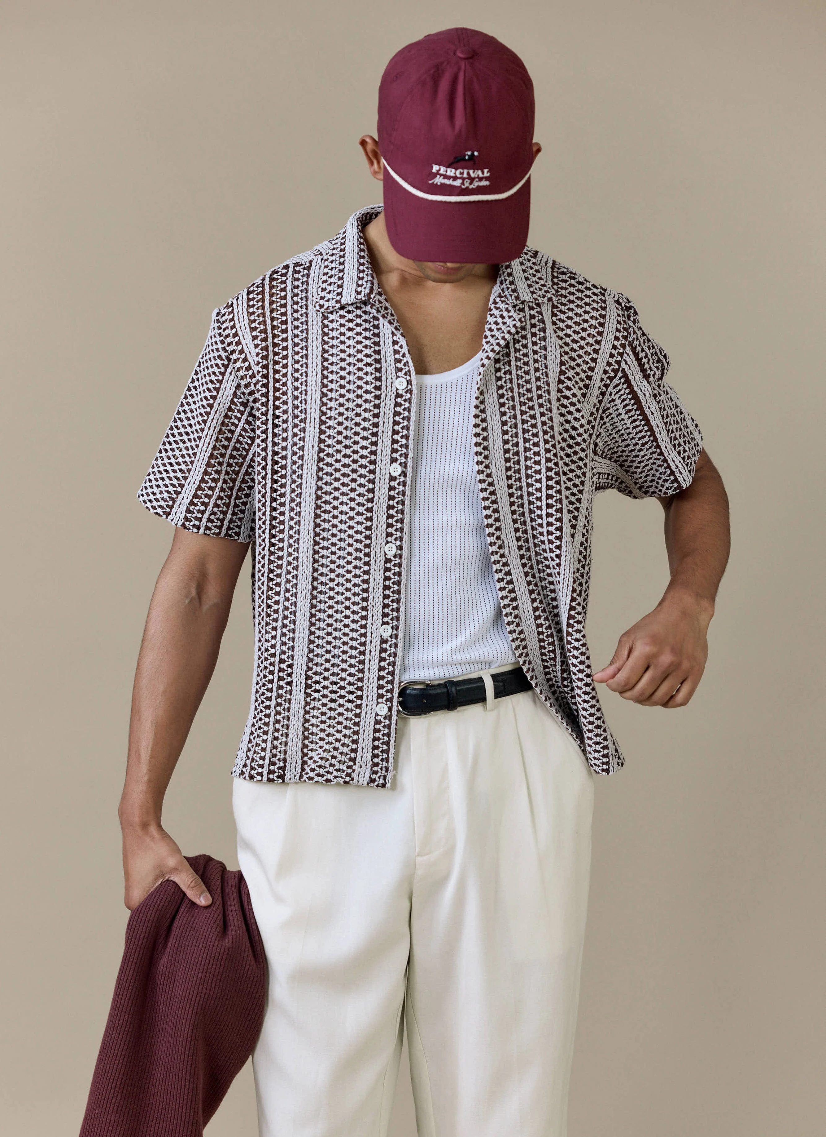 1622-hugh-crochet-boxy-shirt-cotton-blend-brown-1.webp Hugh Crochet Boxy Shirt | Cotton Blend | Brown