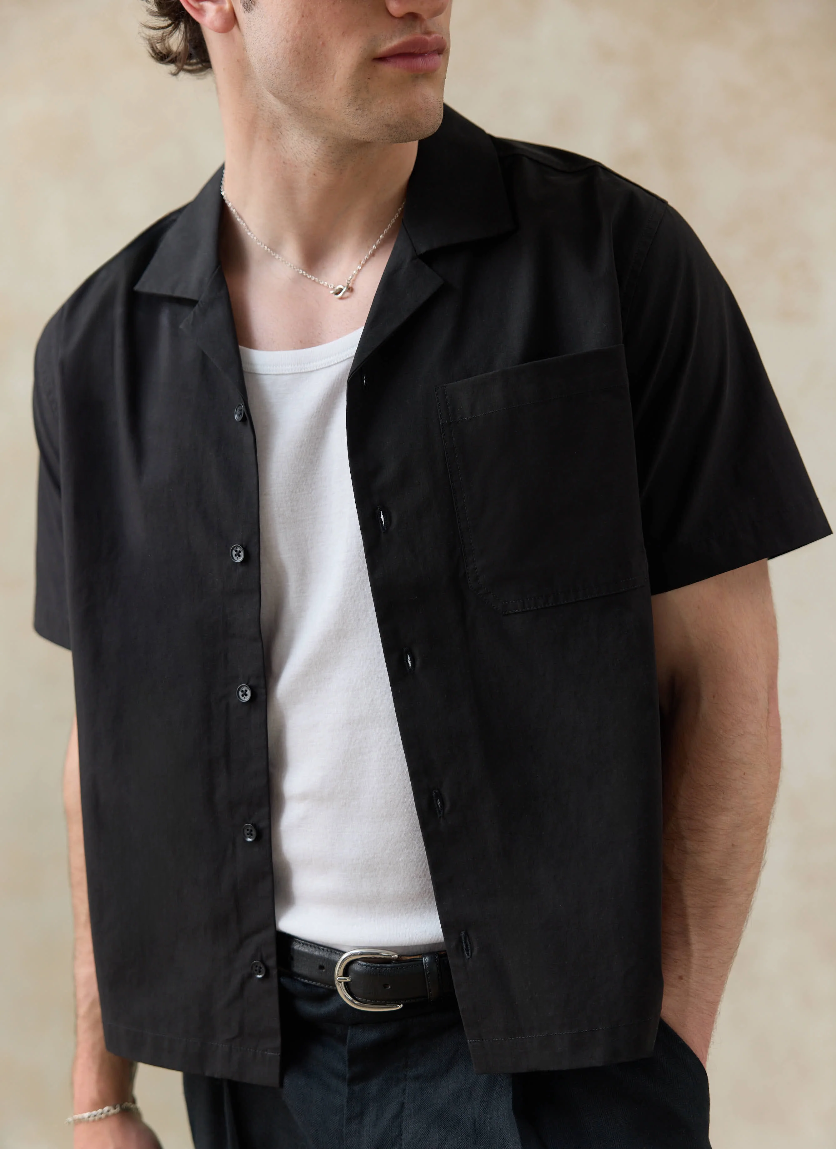 Daniel Boxy Cuban Shirt | 100% Cotton | Black