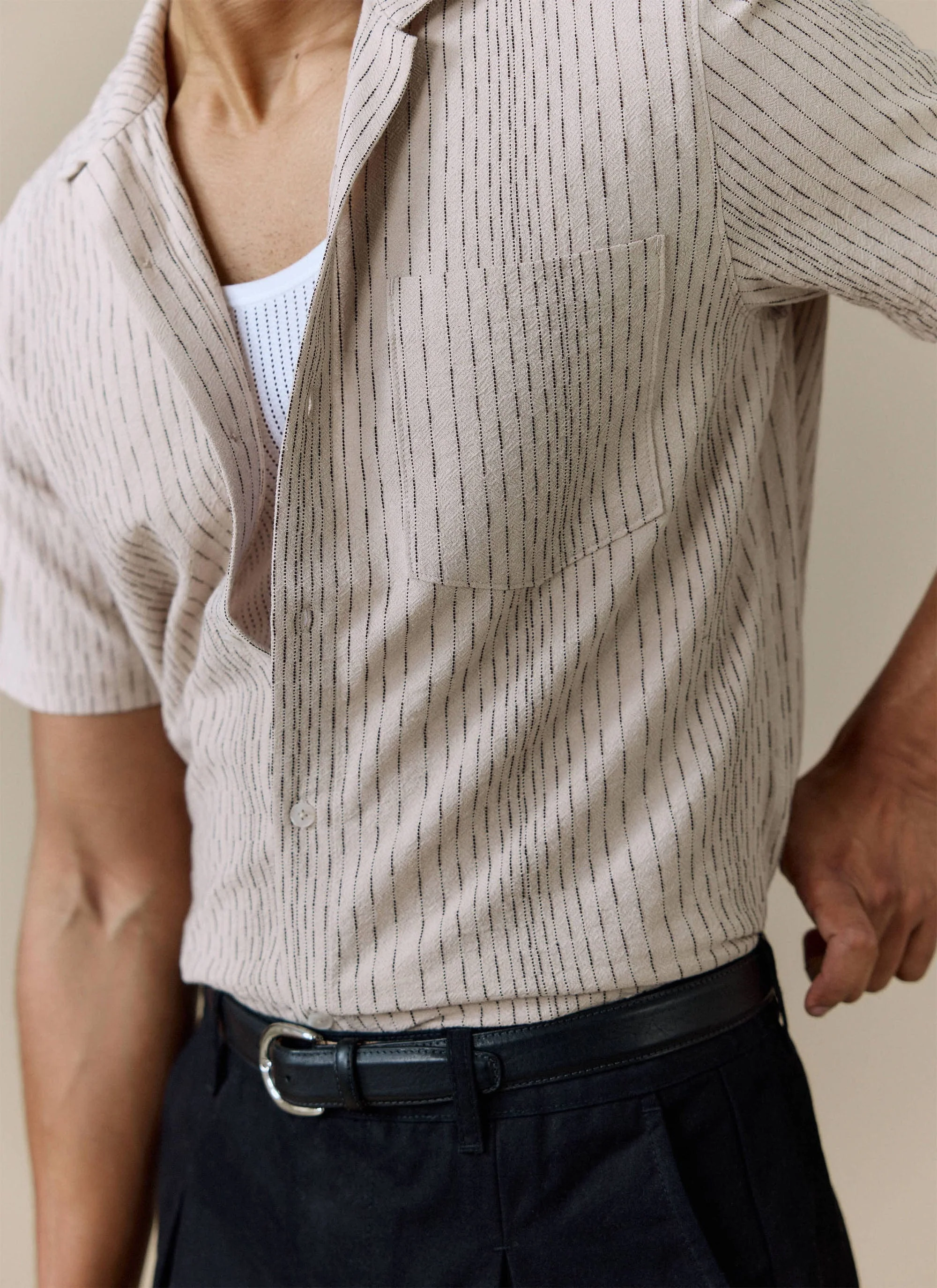 Leland Cuban Shirt | Cotton | Cream