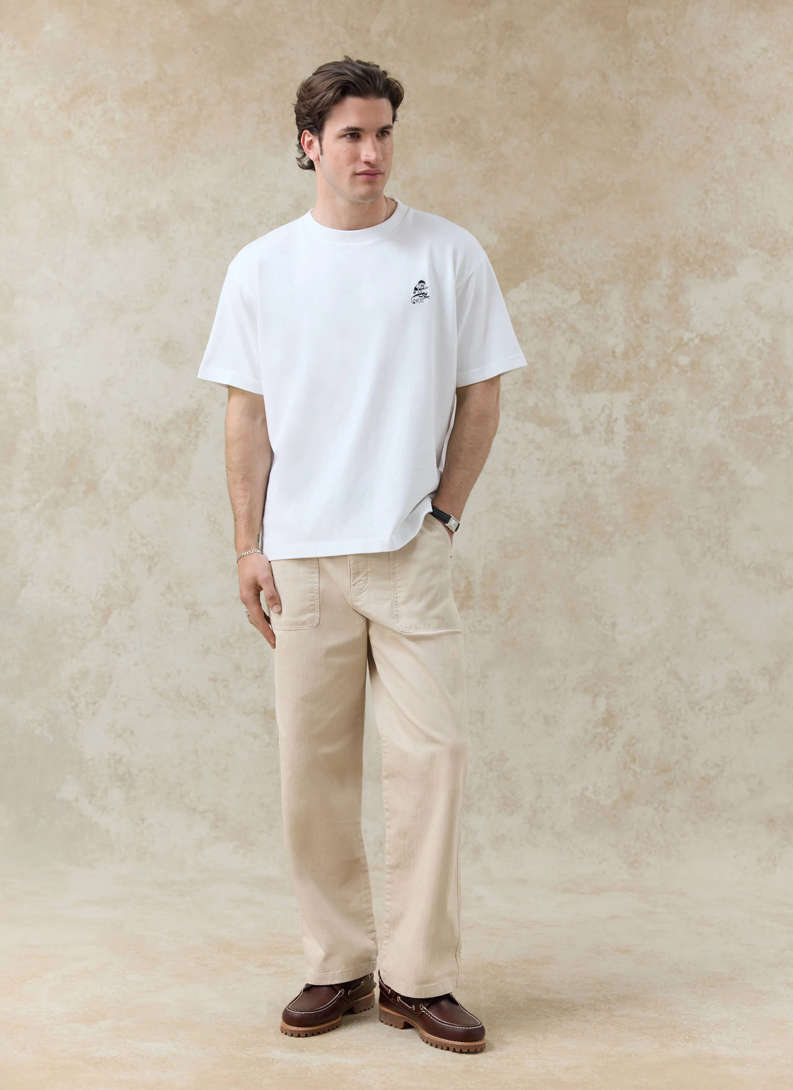 Palmer Oversized Embroidered T Shirt | Organic Cotton | White