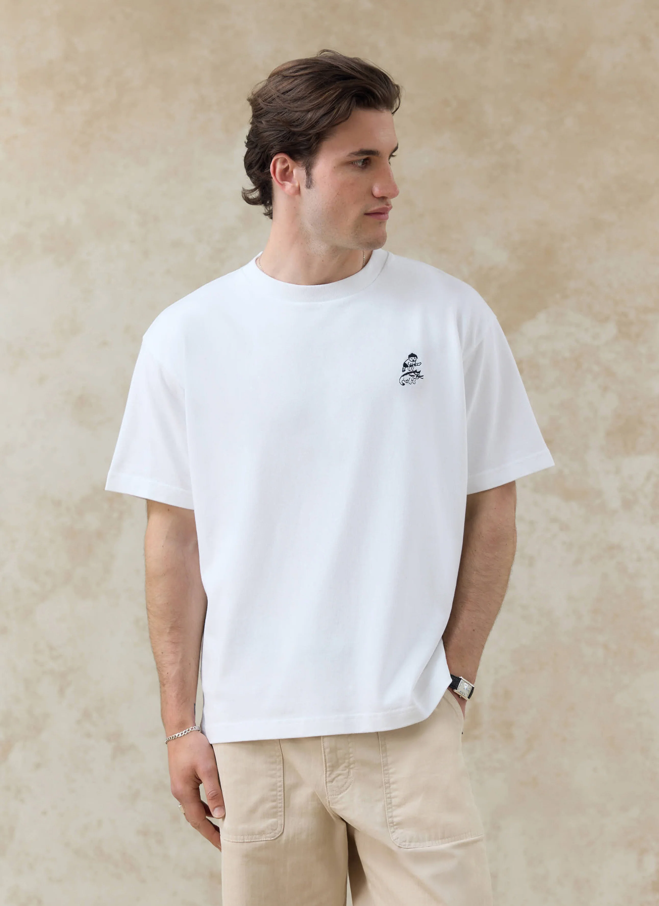 Palmer Oversized Embroidered T Shirt | Organic Cotton | White