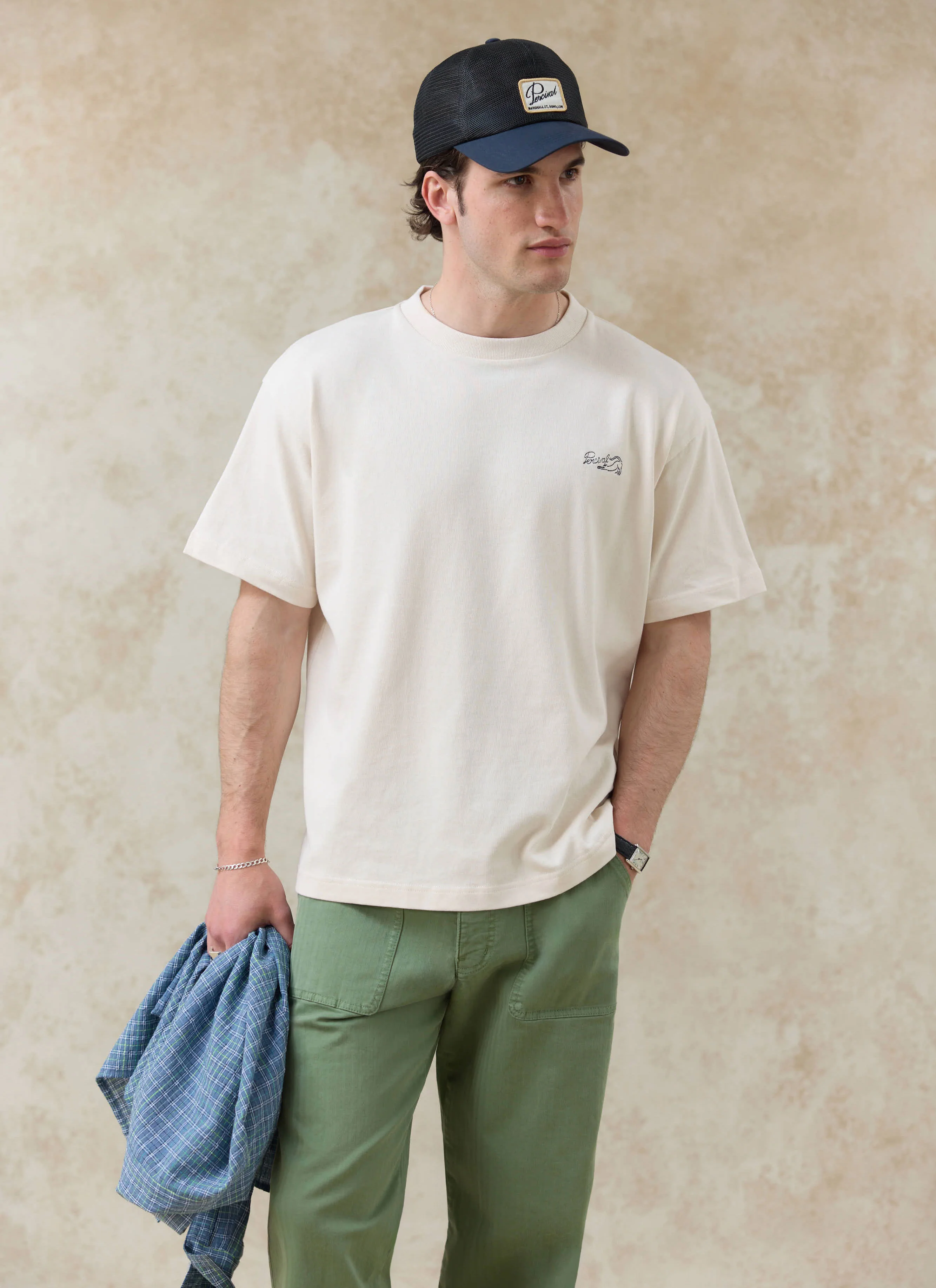 Clarke Oversized Embroidered T Shirt | Organic Cotton | Cream