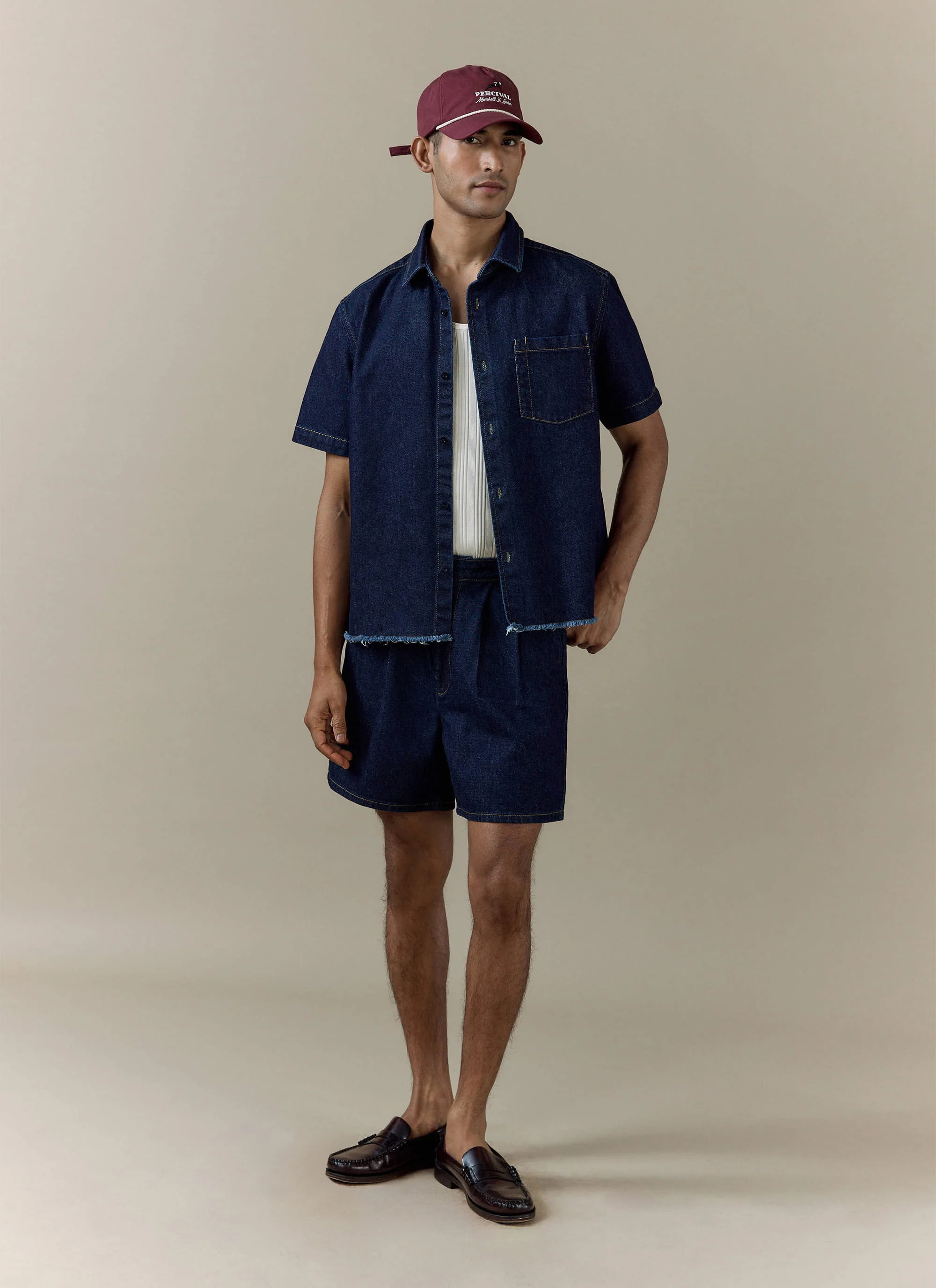 175-blake-double-pleated-denim-shorts-cotton-dark-indigo-2.webp Blake Double Pleated Denim Shorts | Cotton | Dark Indigo
