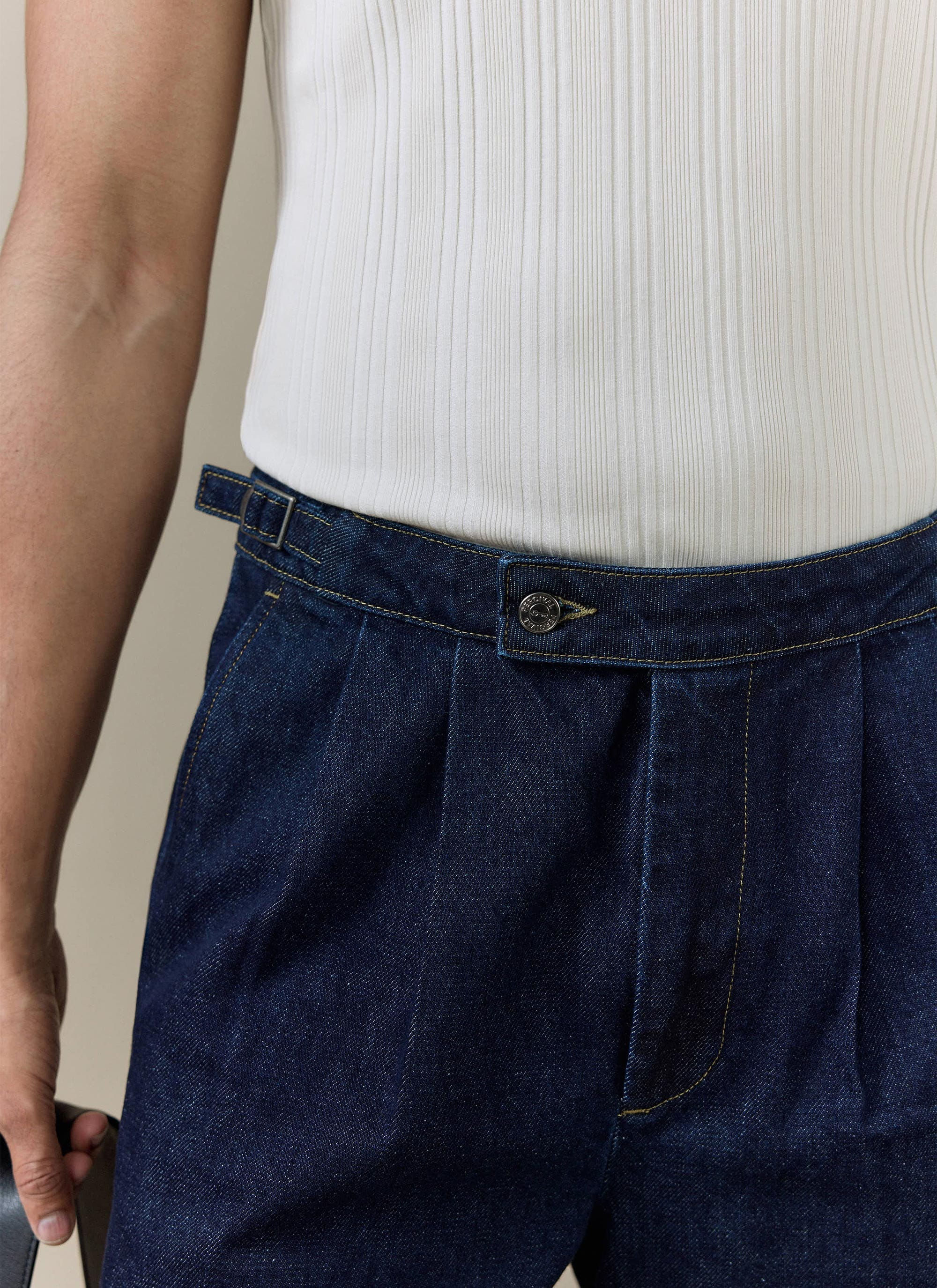 Blake Double Pleated Denim Shorts | Cotton | Dark Indigo