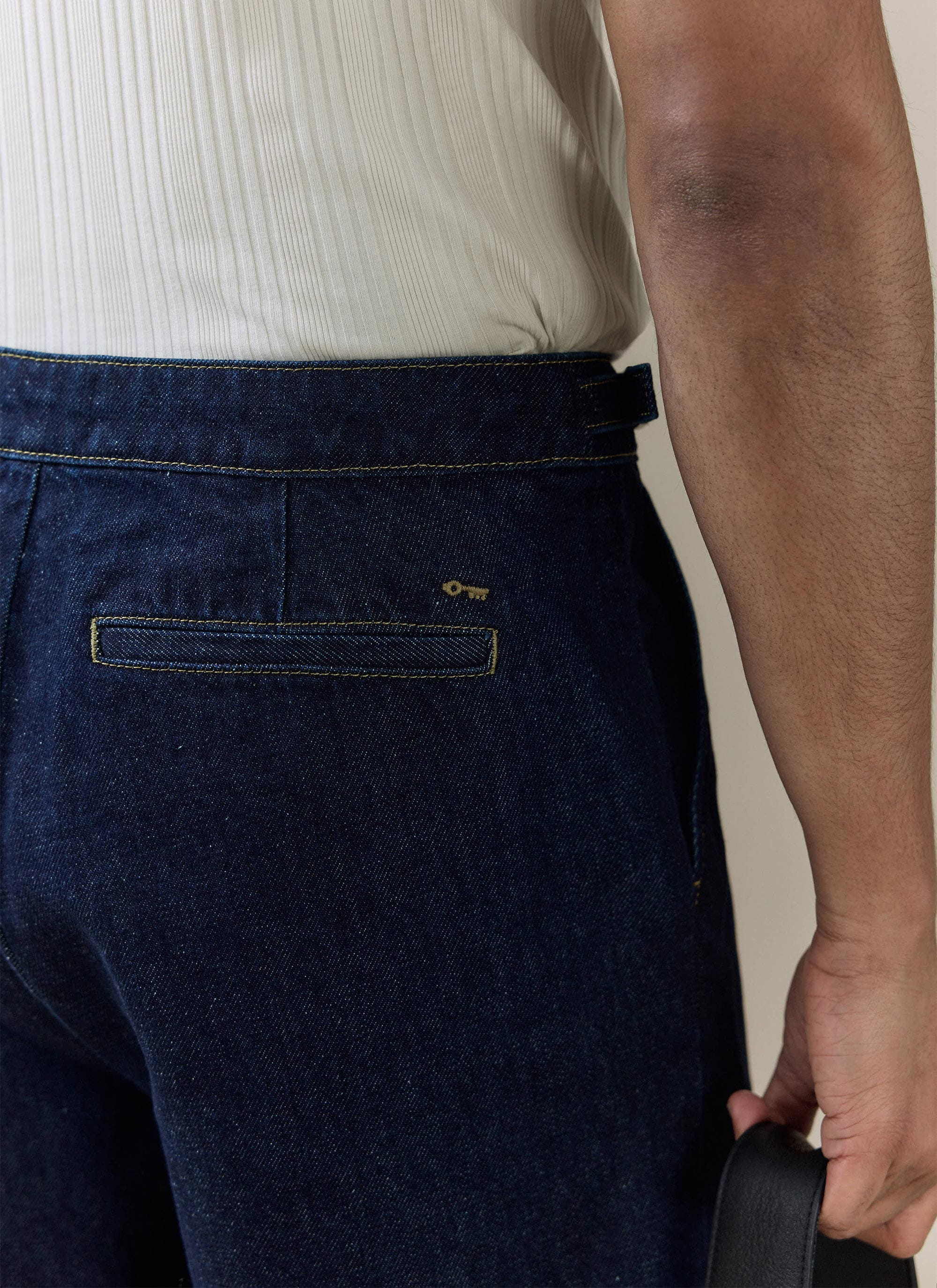 Blake Double Pleated Denim Shorts | Cotton | Dark Indigo