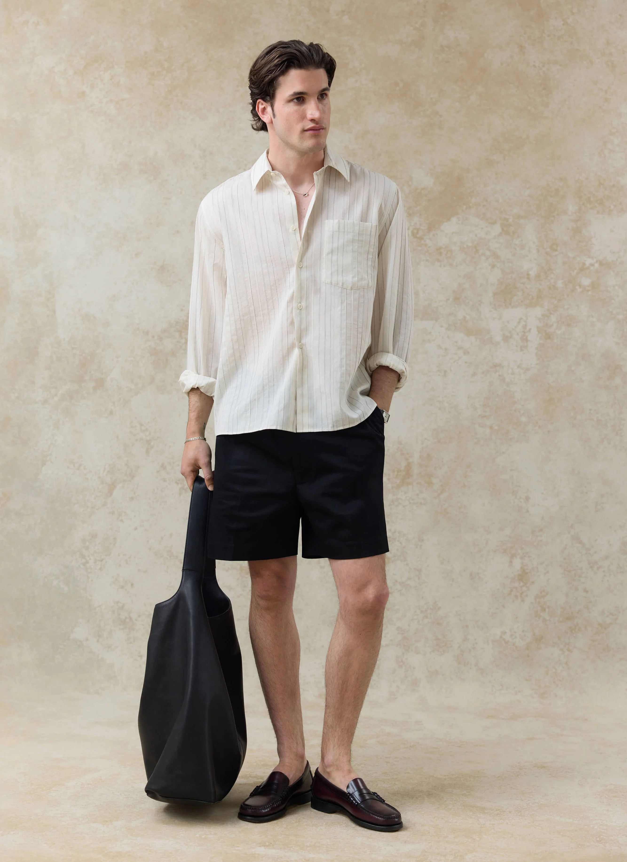 1755-lorenzo-pearce-shirt-lyocell-blend-cream-stripe-3.webp Lorenzo Pearce Shirt | Lyocell Blend | Cream Stripe