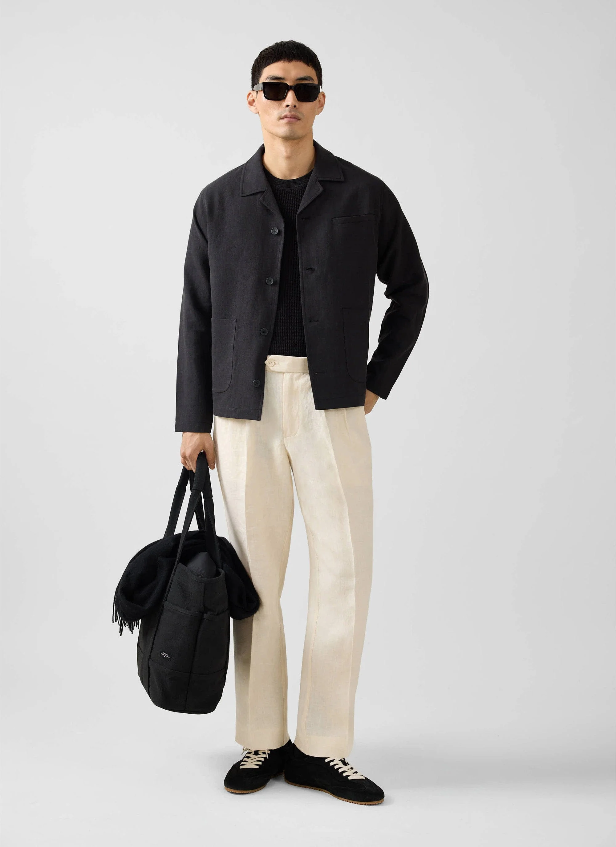 Boxy Overshirt | Linen | Black