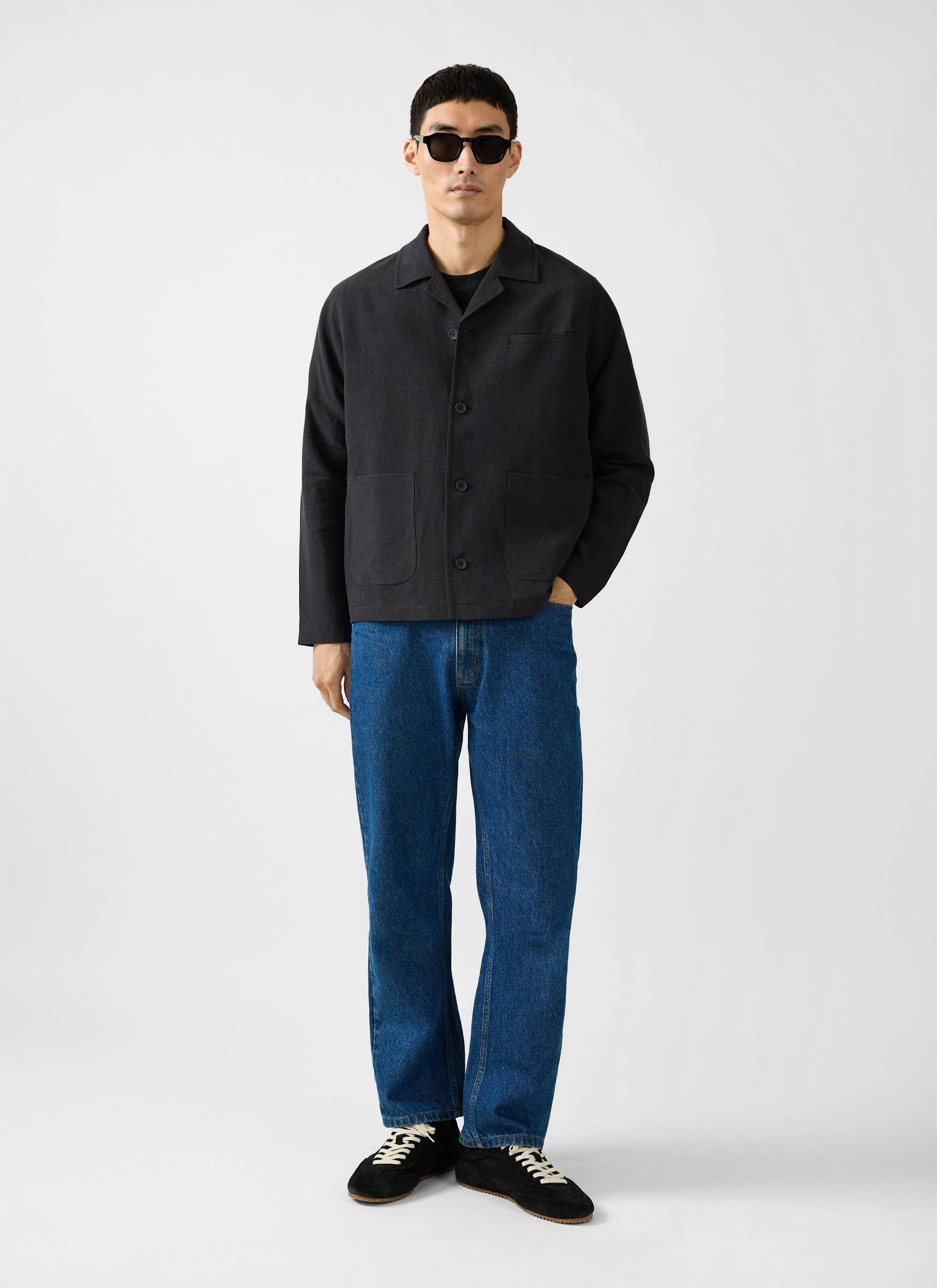 Boxy Overshirt | Linen | Black