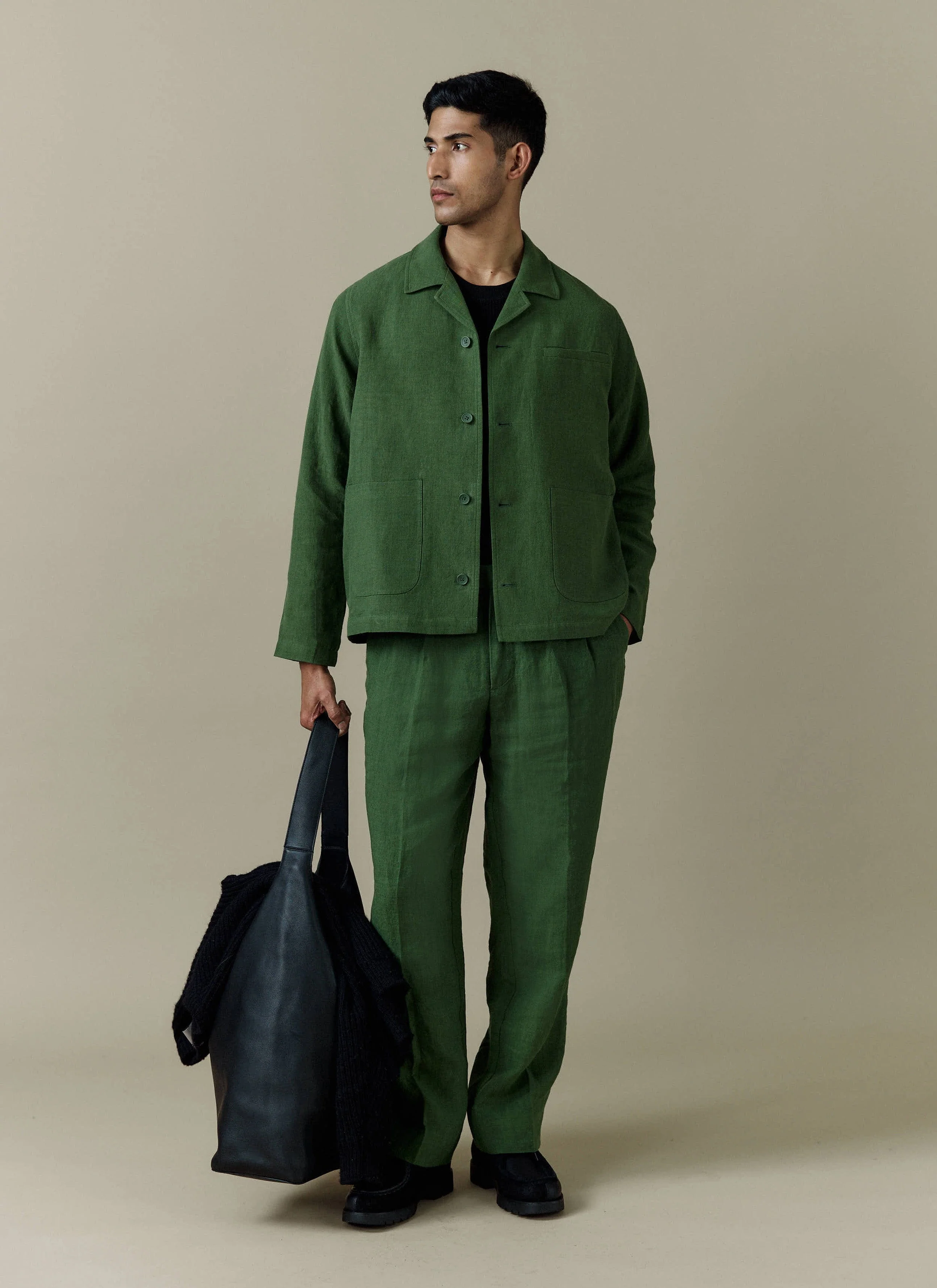 Boxy Overshirt | Linen | Forest