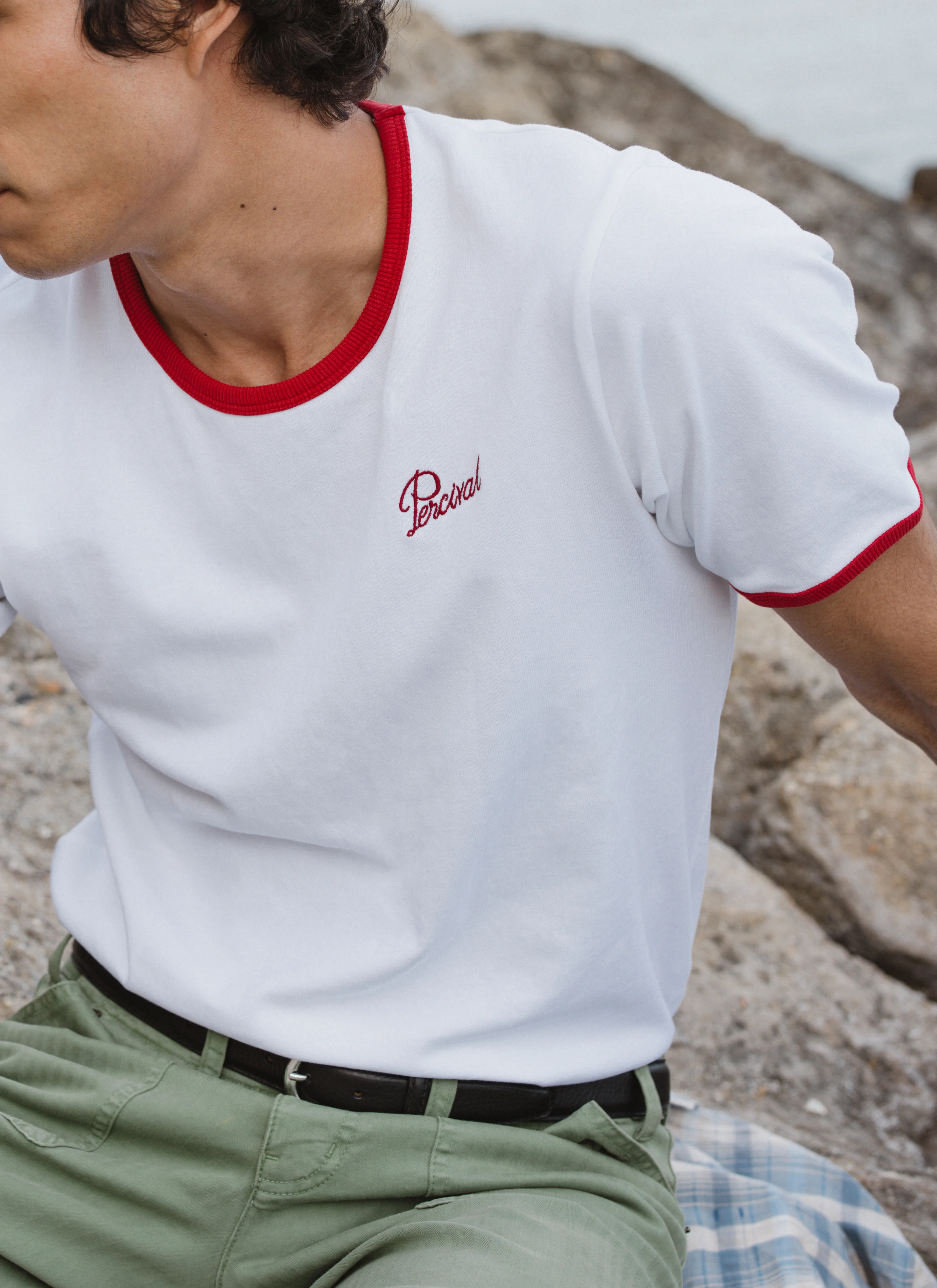 1837-ringer-slim-fit-t-shirt-organic-cotton-white-with-red-1.webp Ringer Slim Fit T Shirt | Organic Cotton | White with Red
