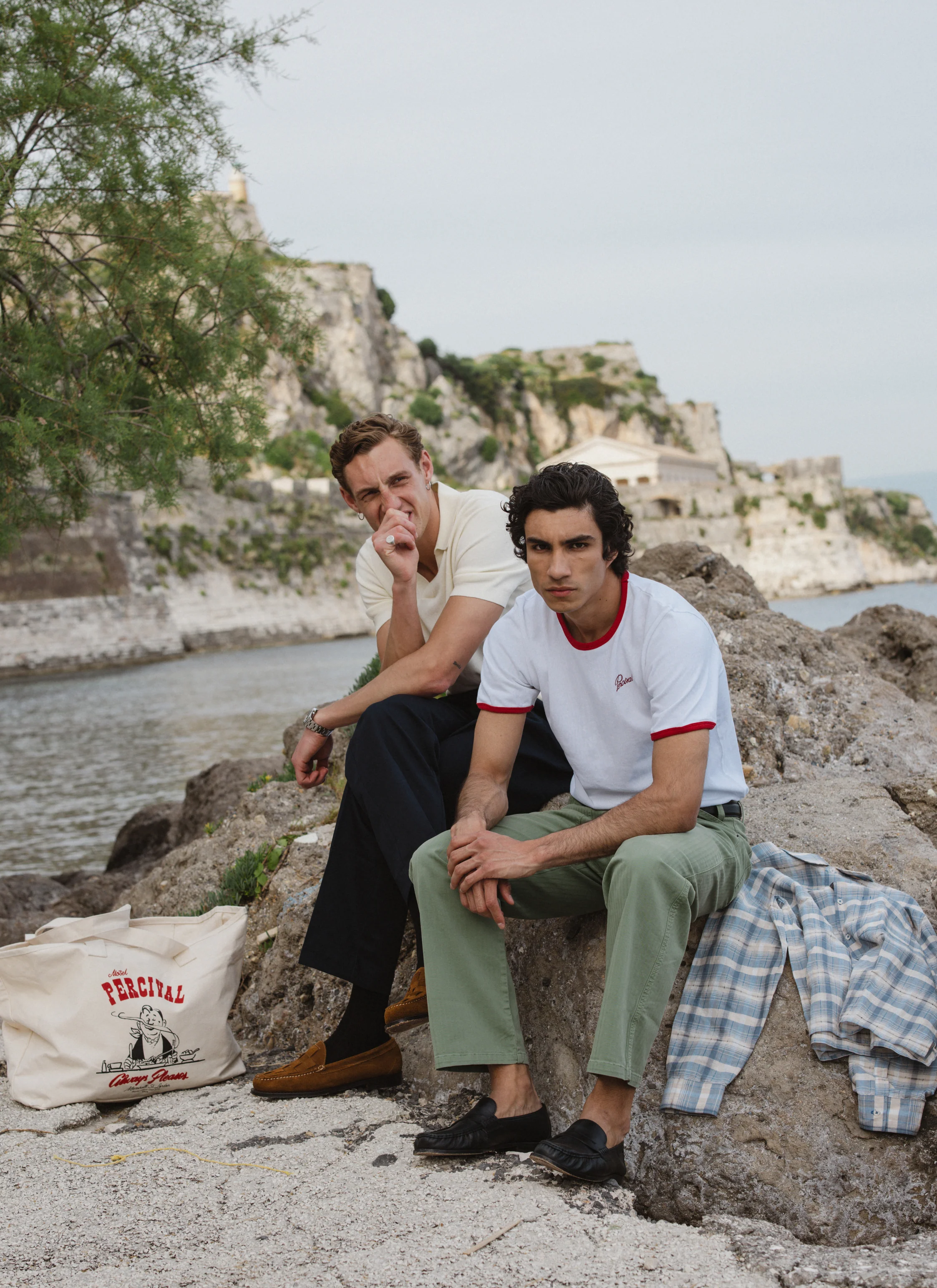 Ringer Slim Fit T Shirt | Organic Cotton | White with Red