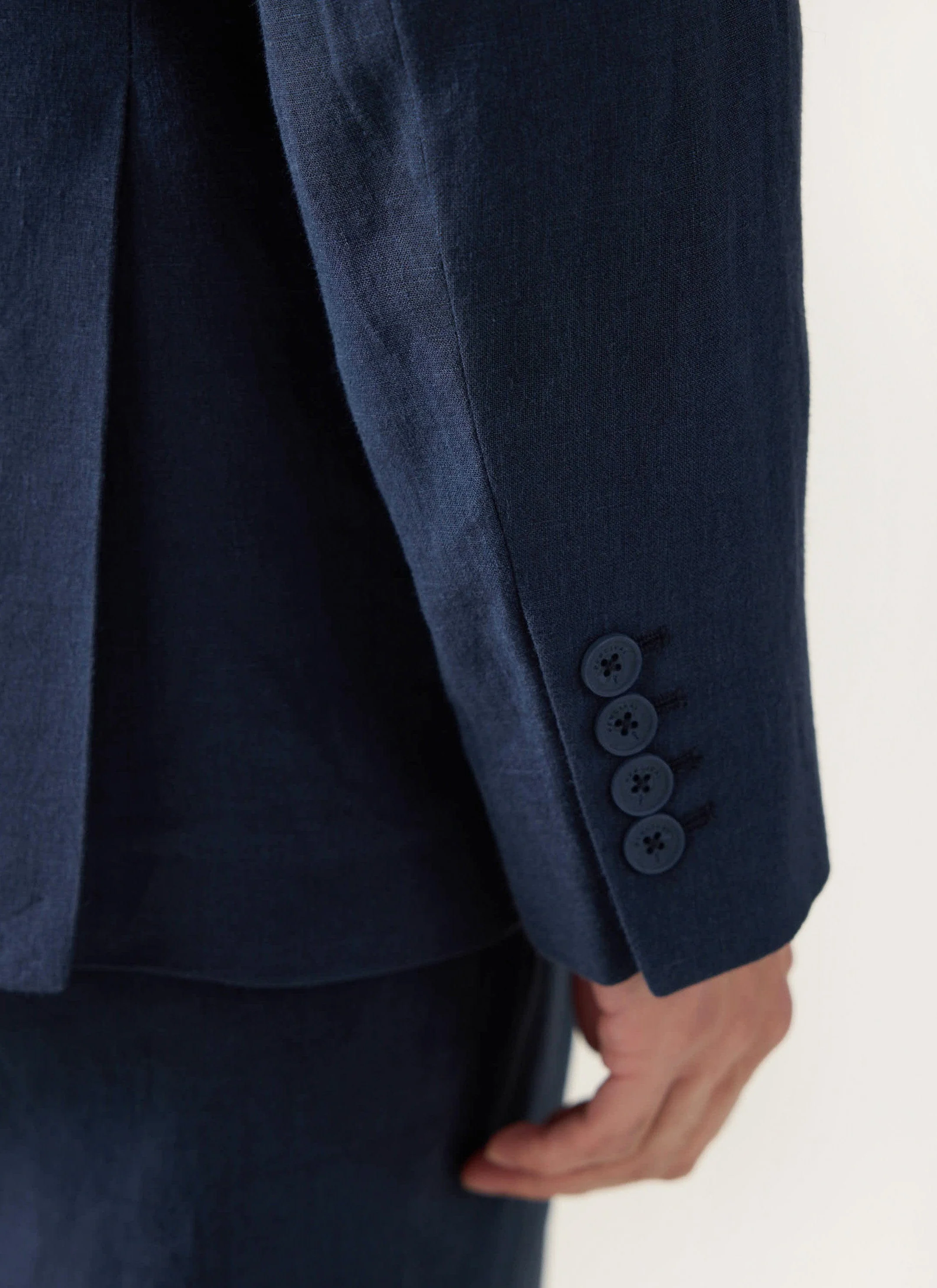 Tailored Linen Blazer | Navy