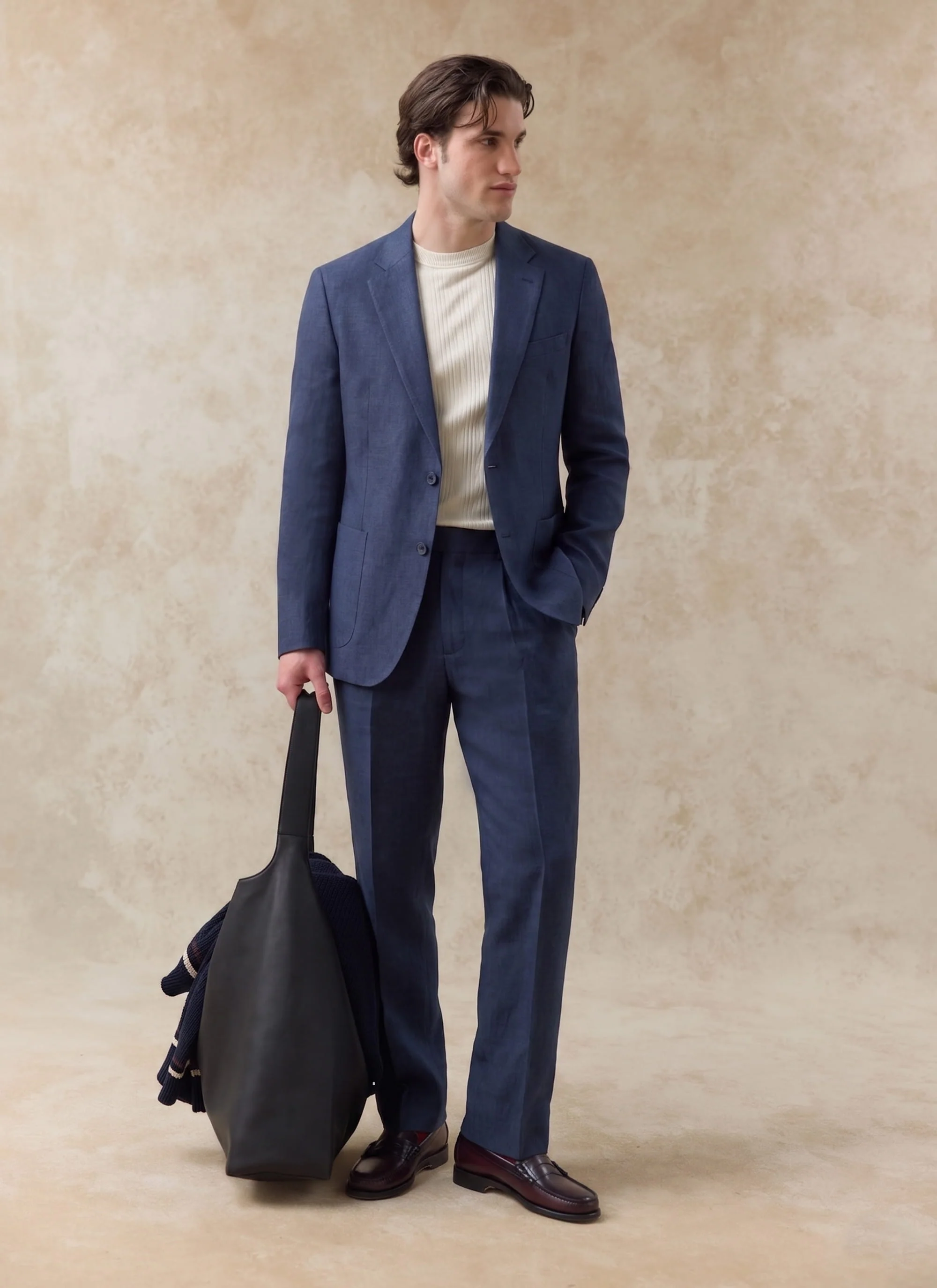 Tailored Linen Blazer | Navy