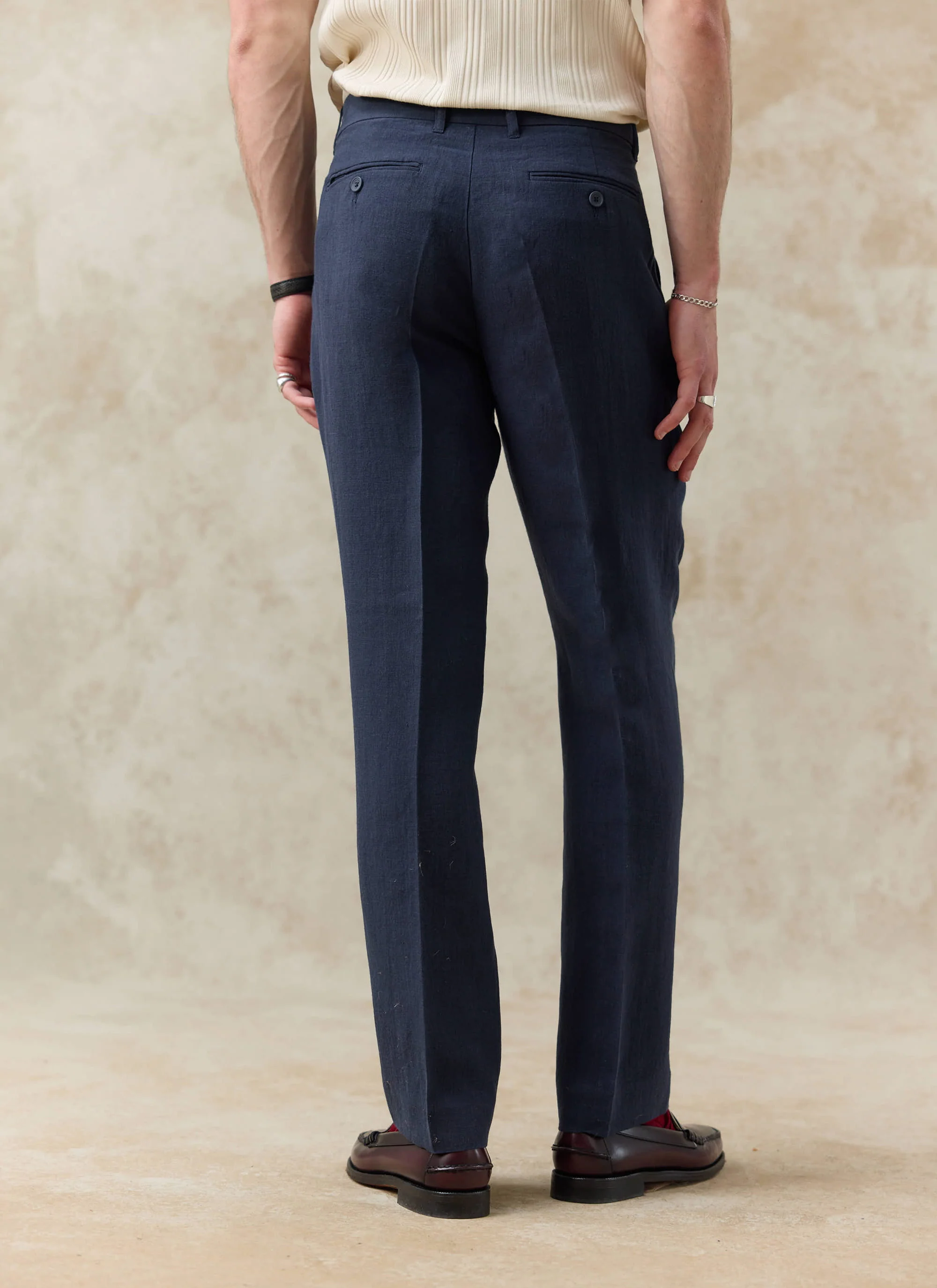 Tailored Linen Trousers | Navy