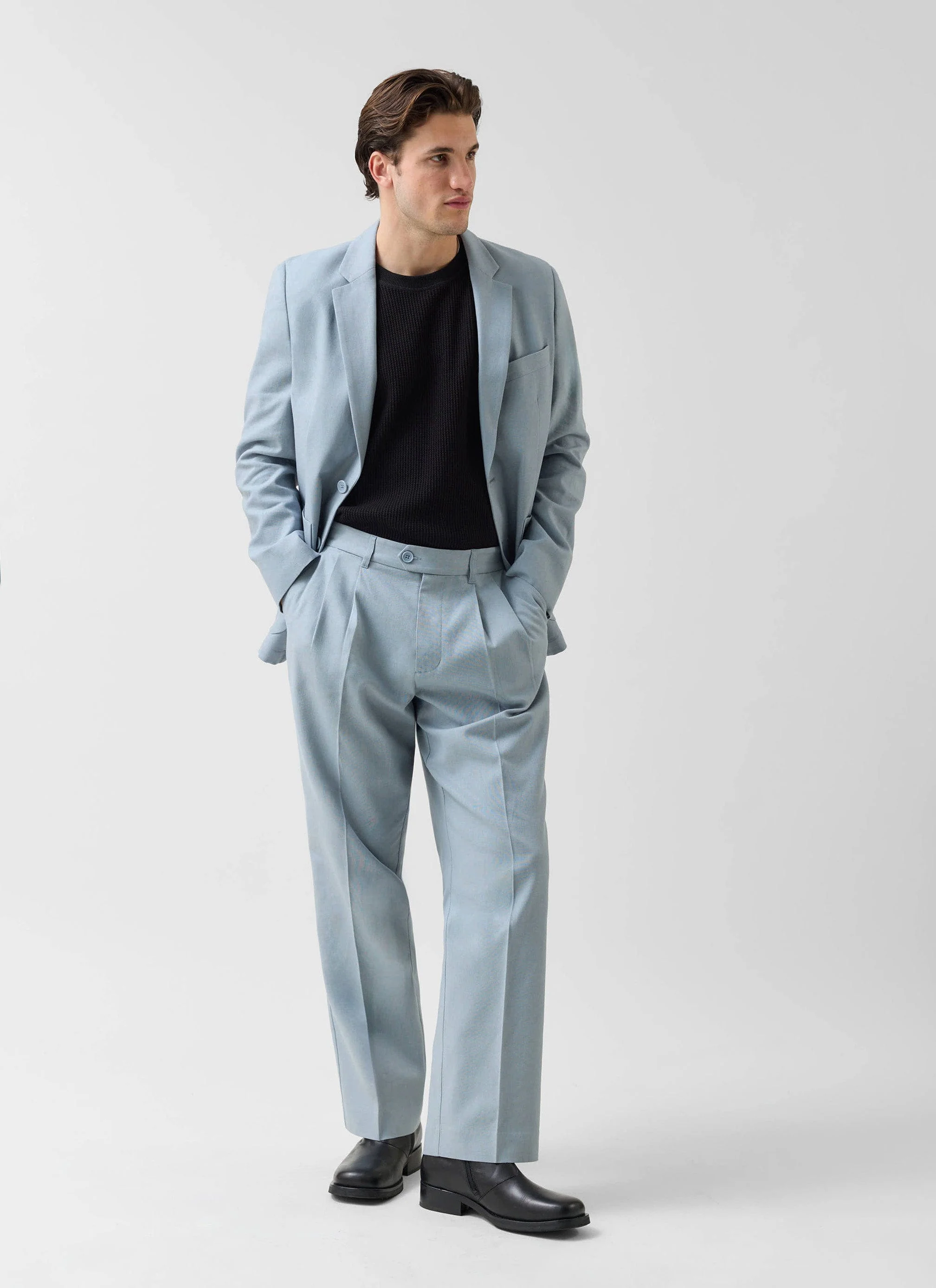 Tailored Linen Blazer | Light Blue