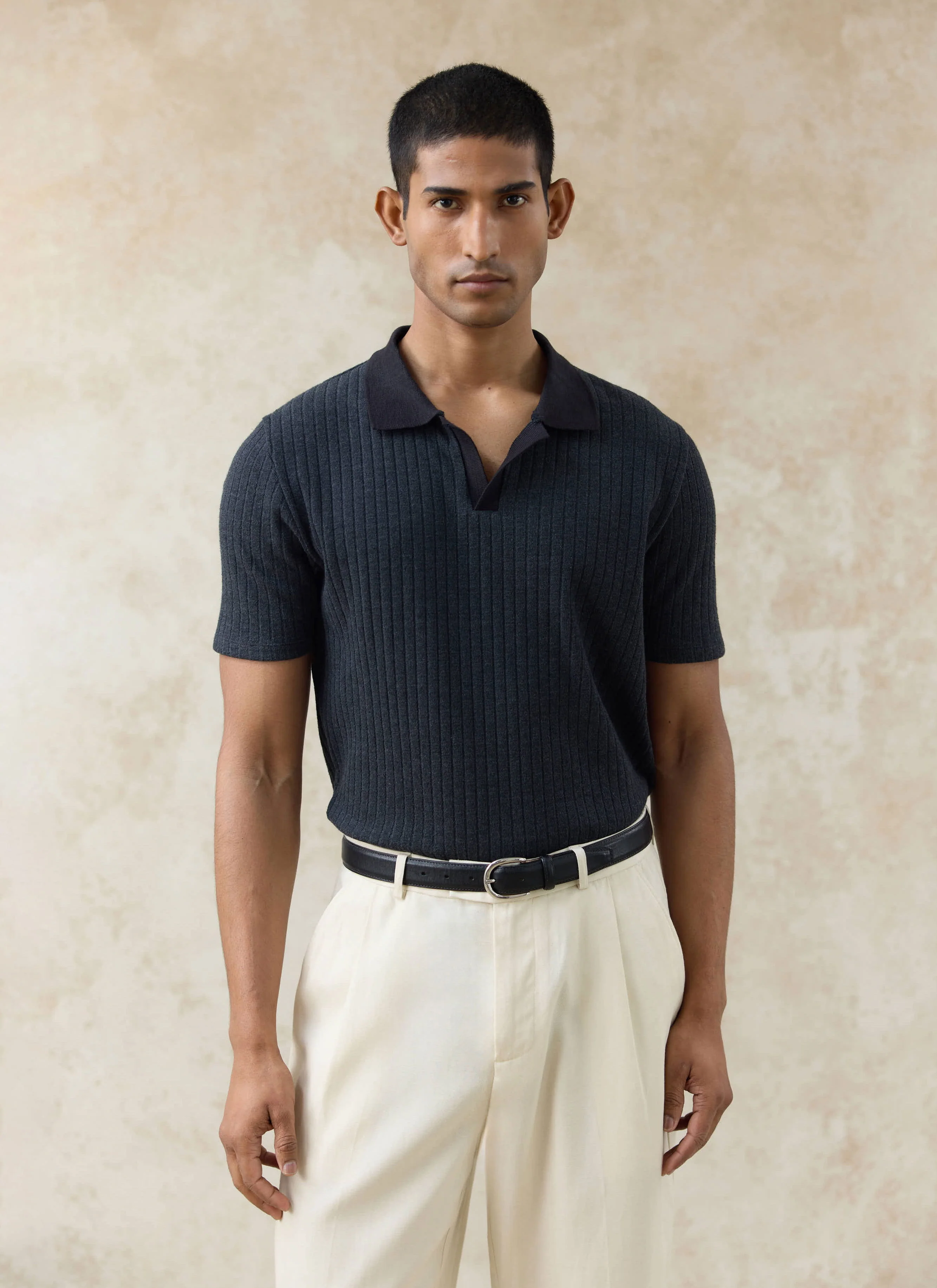 203-anthony-ribbed-polo-cotton-black-1.webp Anthony Ribbed Polo | Cotton | Black